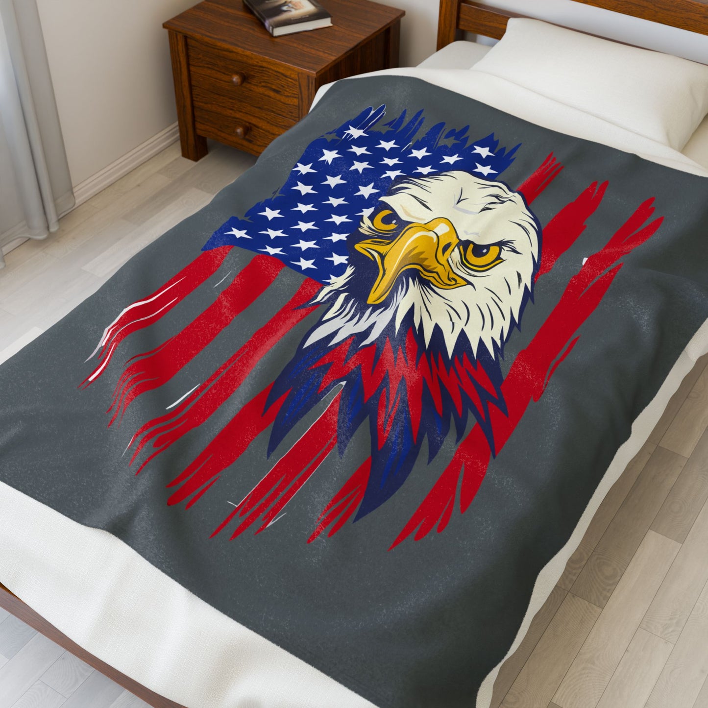 Princess Grace  Patriotic Eagle Velveteen Plush Blanket