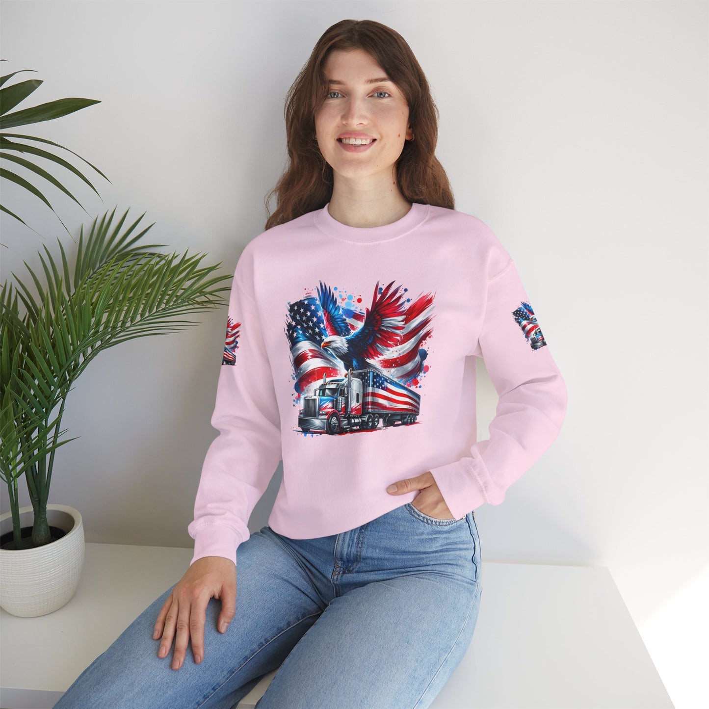Princess Grace Patriotic Eagle Sweatshirt Unisex Heavy Blend Crewneck for Independence Day Veteran's Day & Everyday Comfort