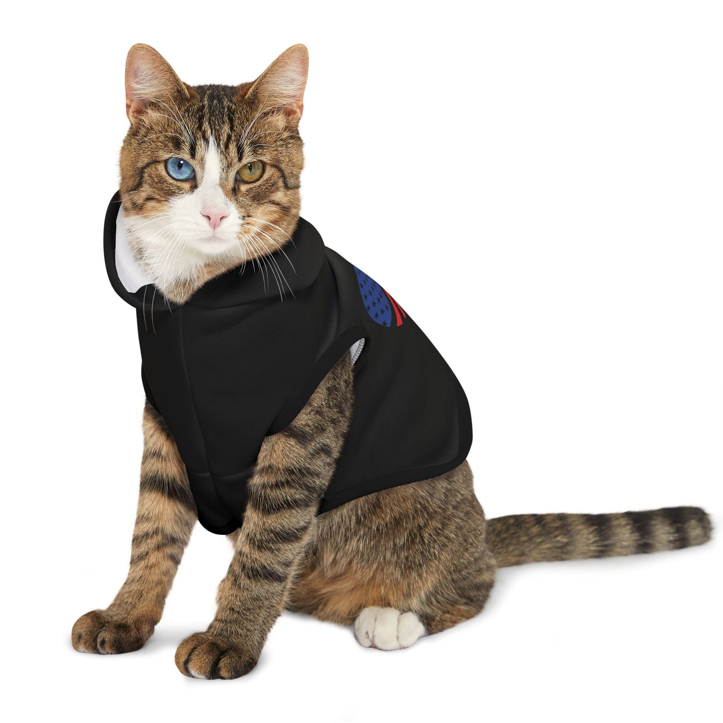 Princess Grace Patriotic Pet Hoodie American Heart Design for Dogs and Cats