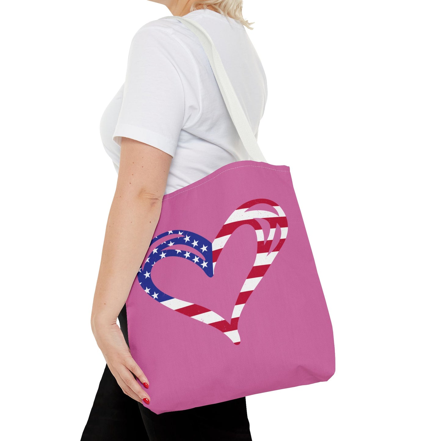 Princess Grace Patriotic Heart Tote Bag USA Flag Design