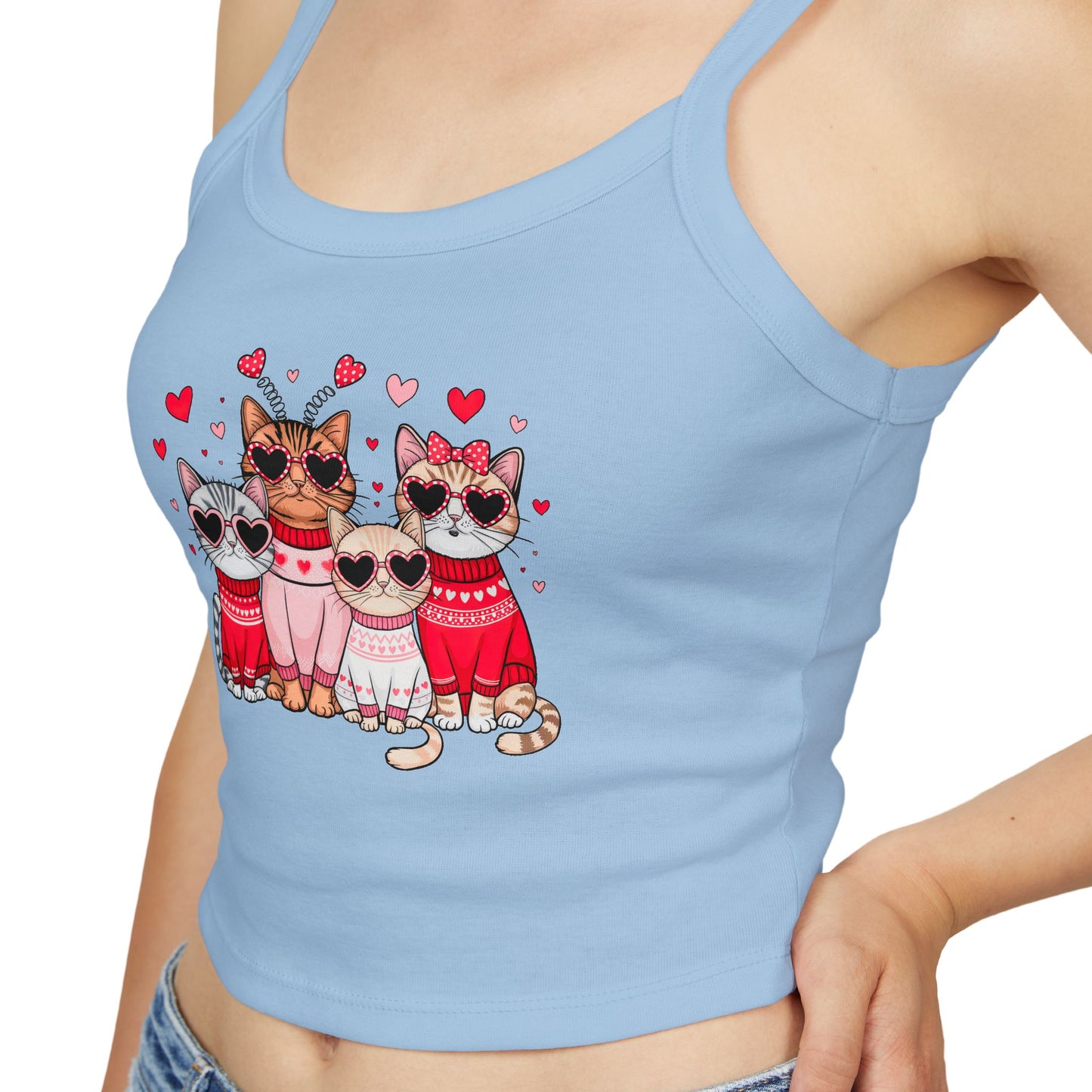 Princess Grace Cute Cats Spaghetti Strap Tank Top Perfect for Cat Lovers