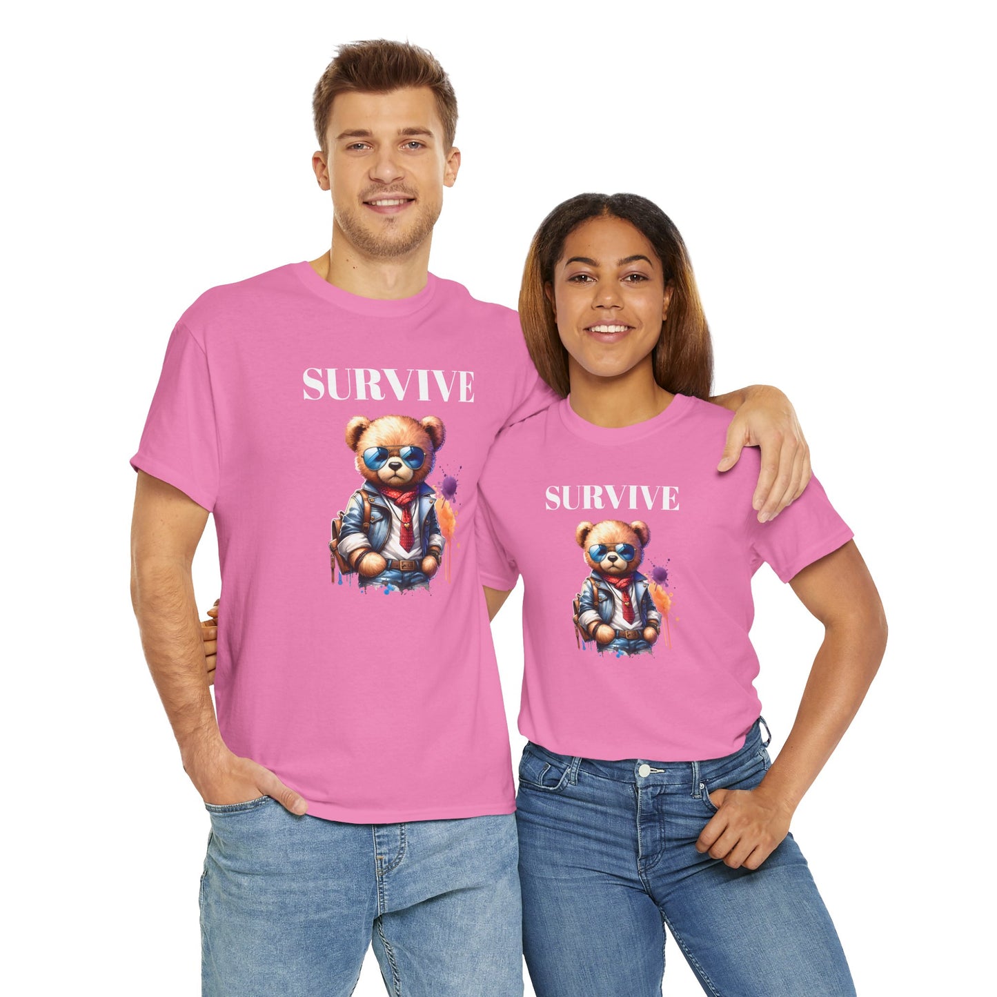 Princess Grace Survive Graphic Unisex Heavy Cotton Tee Streetwear Style with Bear Design