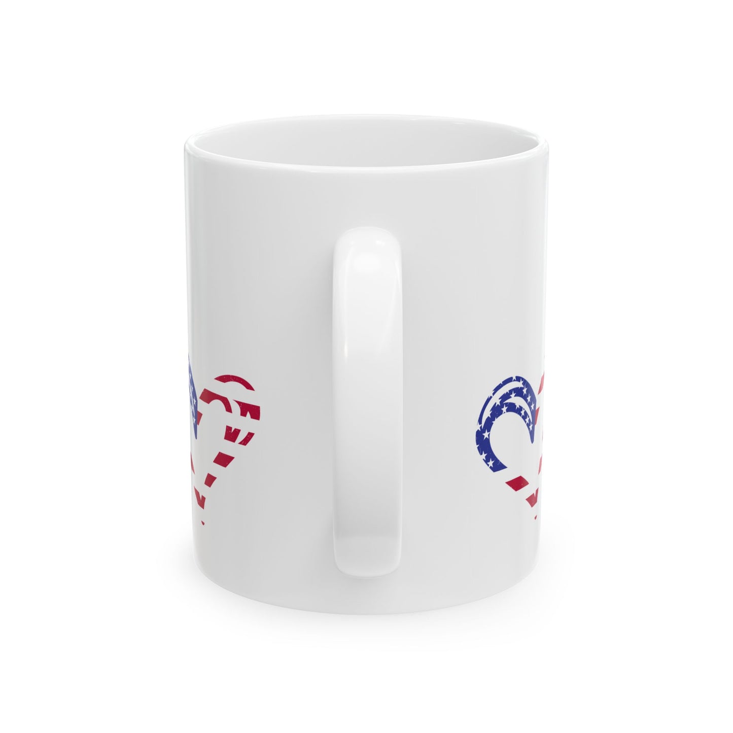 Princess Grace Patriotic Heart Ceramic Mug Perfect for Holidays & Everyday Use