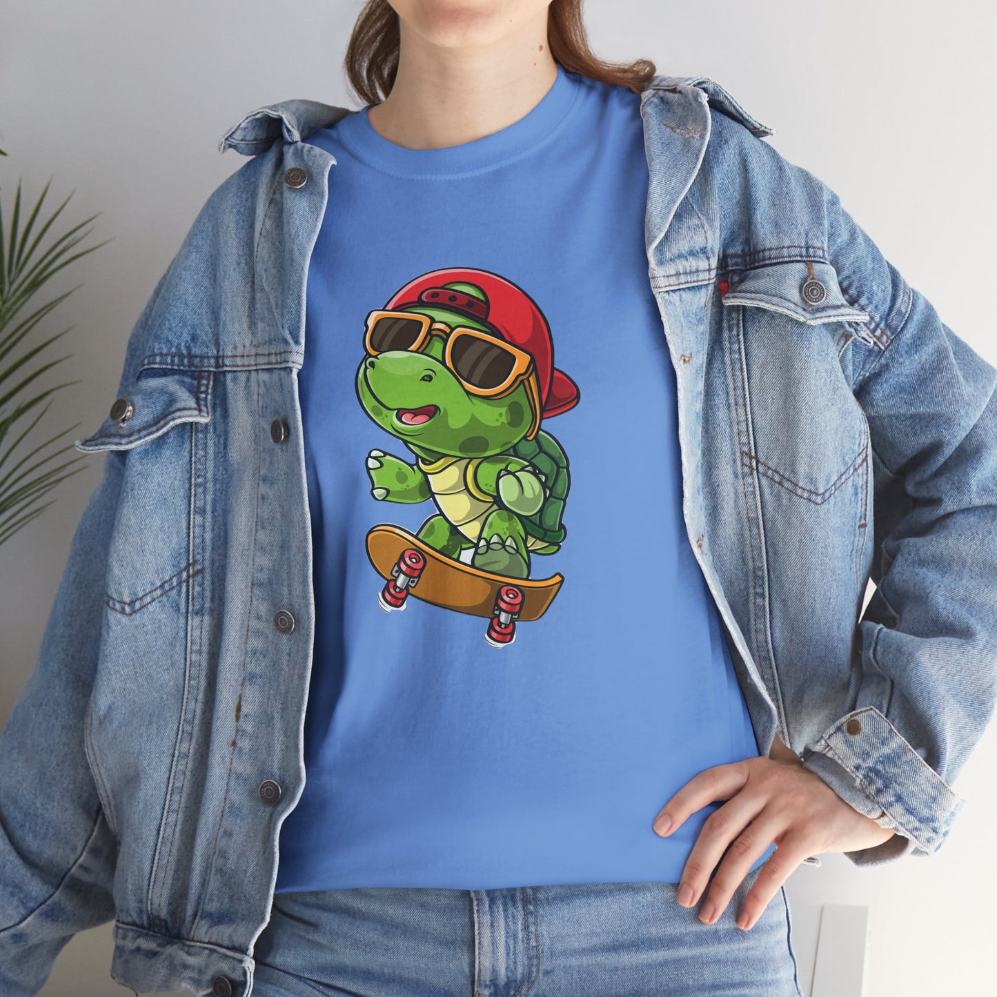 Princess Grace Cool Skateboarding Turtle Unisex Heavy Cotton Tee