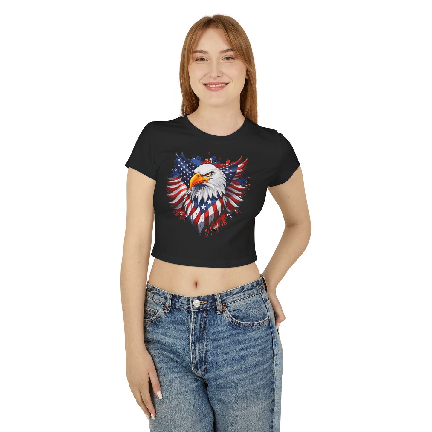 Princess Grace Patriotic Women's Baby Tee American Eagle Graphic Shirt