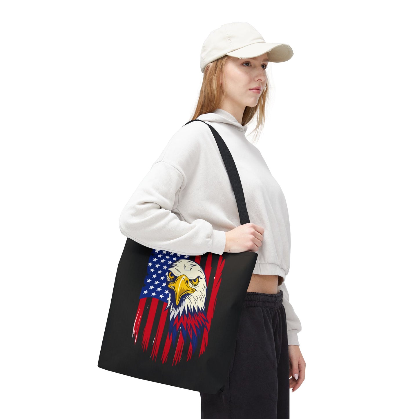 Princess Grace Patriotic Eagle Tote Bag USA Flag Design for Independence Day and Everyday Use
