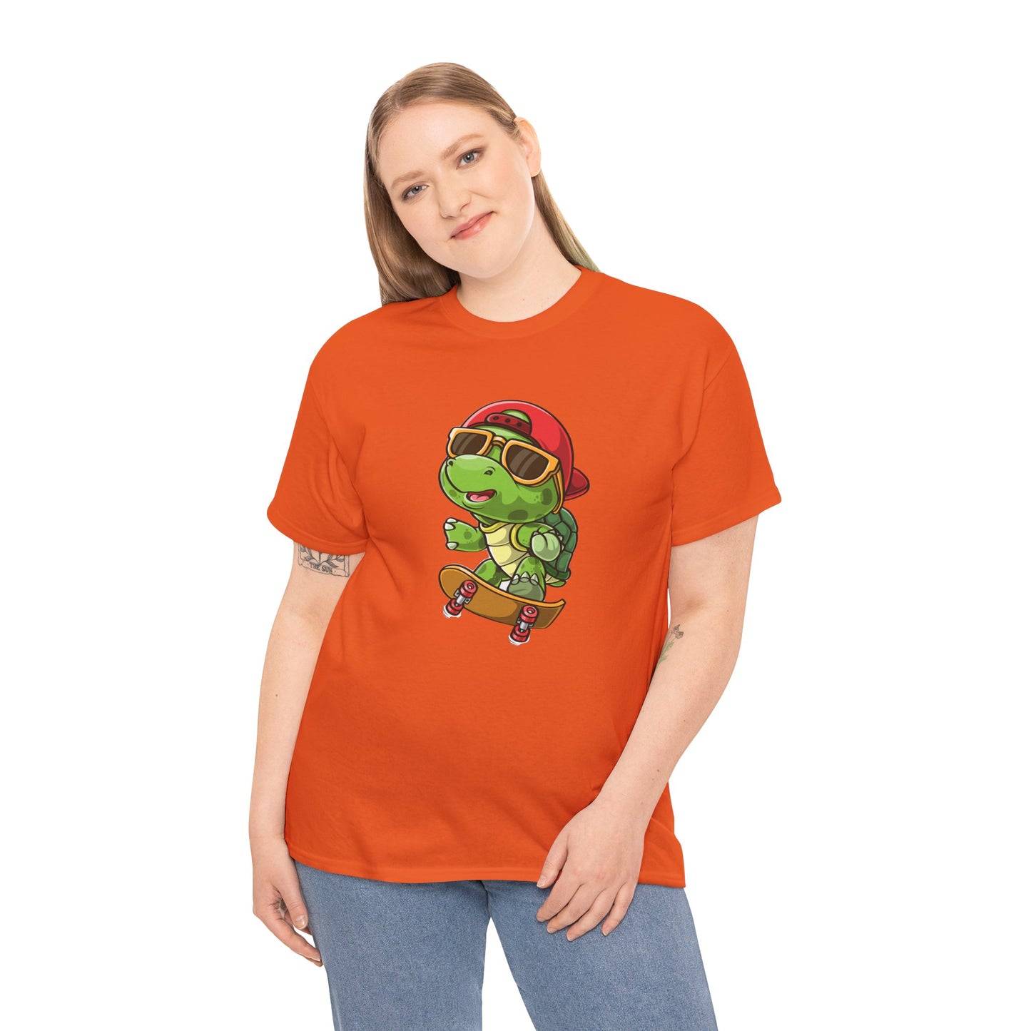Princess Grace Cool Skateboarding Turtle Unisex Heavy Cotton Tee