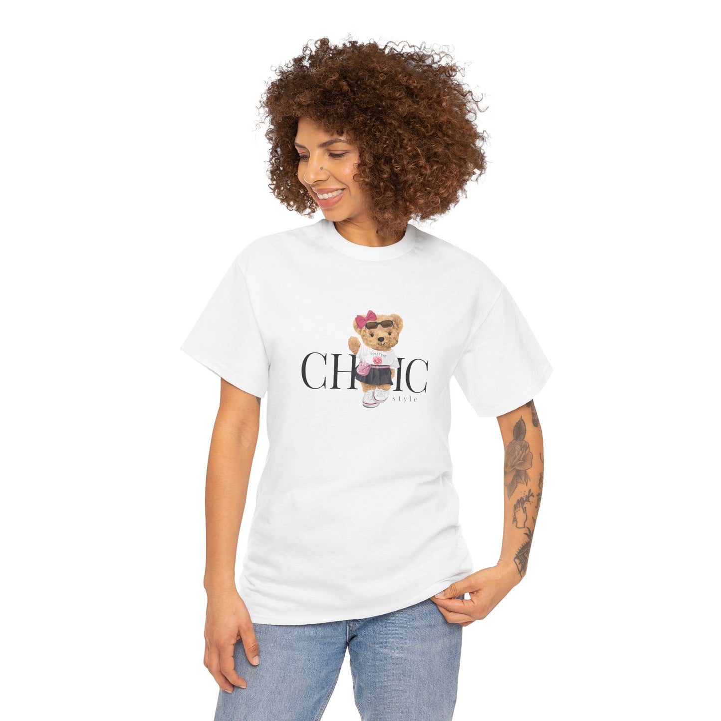 Princess Grace Chic Style Bear Unisex Heavy Cotton Tee Fashionable and Cozy Everyday Wear