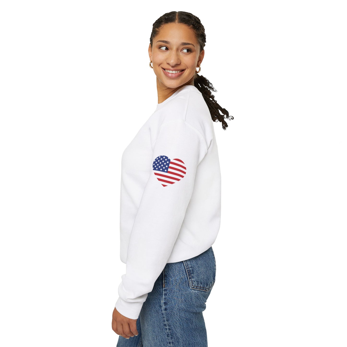 Princess Grace USA Heart Unisex Crewneck Sweatshirt Cozy American Pride