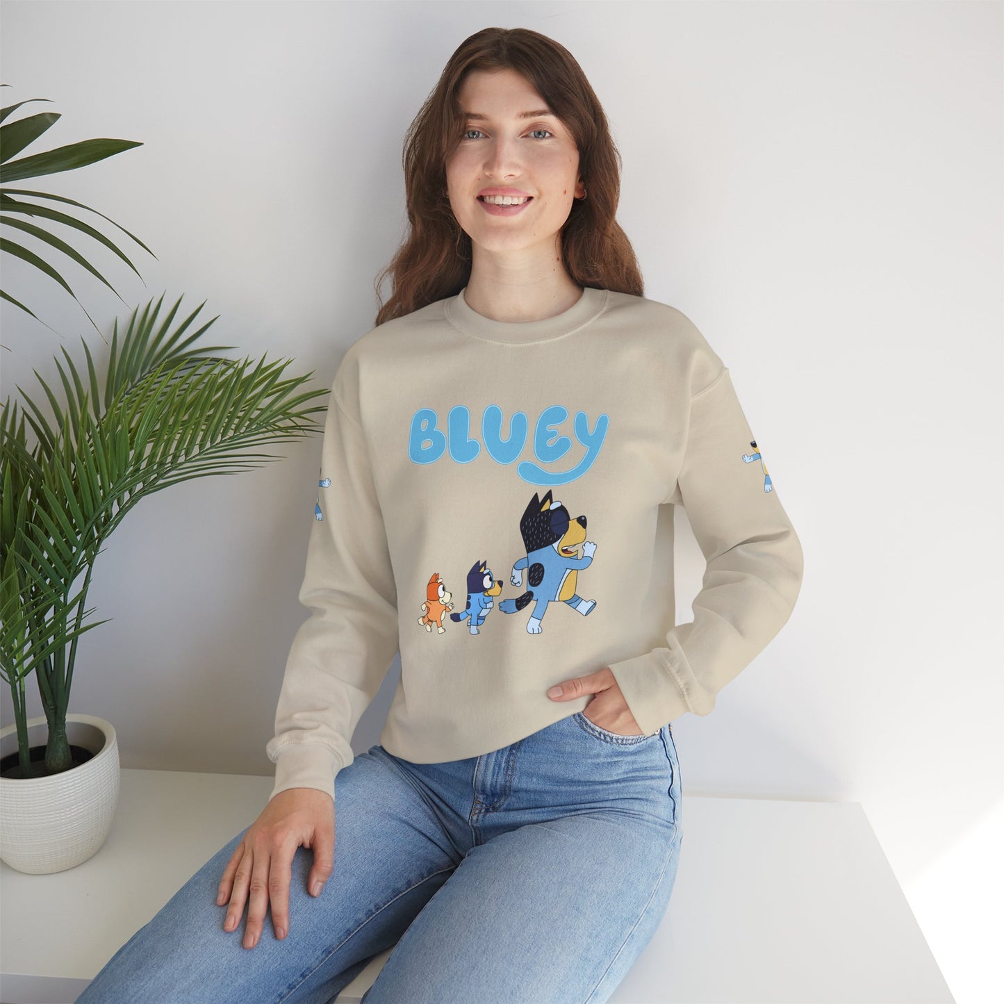 Princess Grace Bluey Family Unisex Crewneck Sweatshirt Cozy Cartoon Apparel