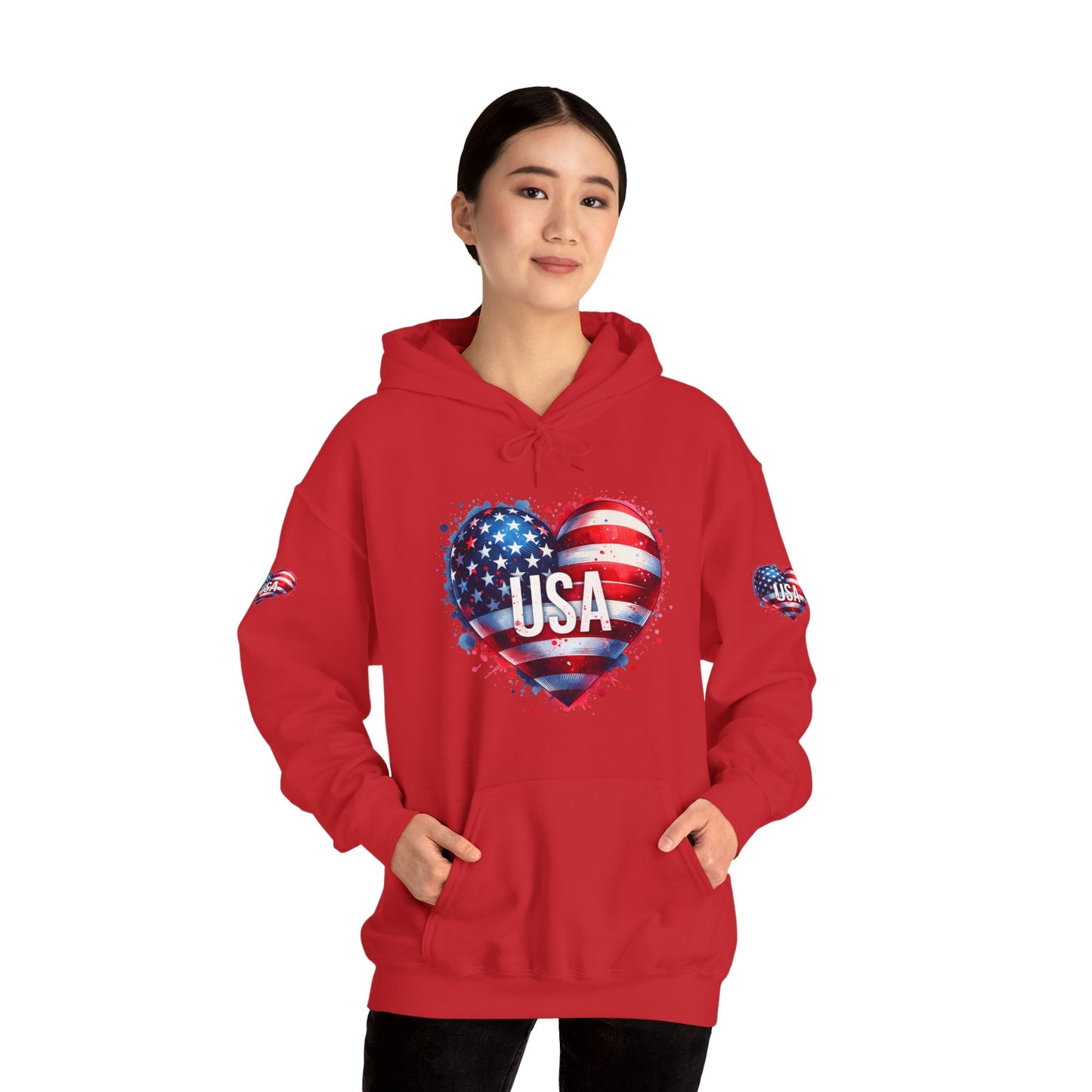 Princess Grace Patriotic Heart Hoodie for USA Lovers Unisex Heavy Blend