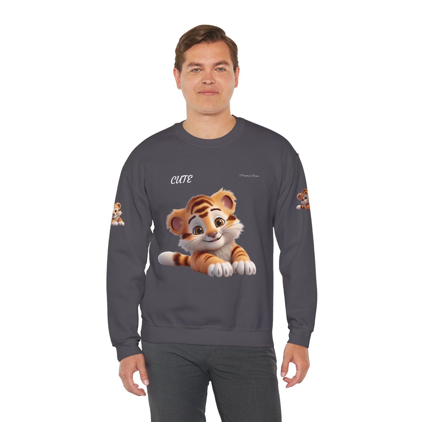 Princess Grace Cute Tiger Unisex Heavy Blen Crewneck Sweatshirt