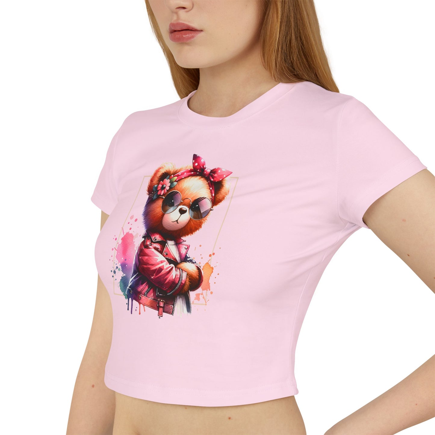 Princess Grace Cute Bear Graphic Women's Baby Tee Trendy Spring Fashion