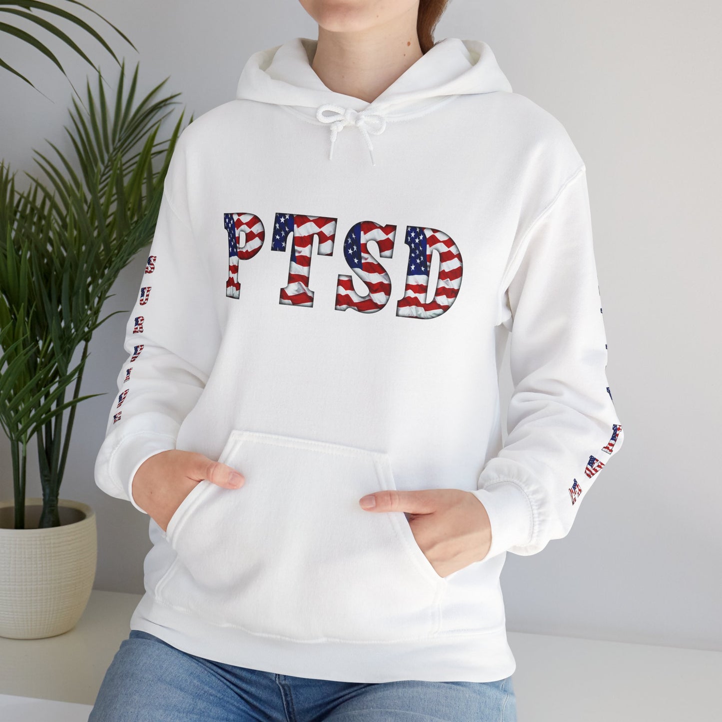 Princess Grace PTSD Awareness Unisex Heavy Blend Hoodie Support Survivors with American Flag Design