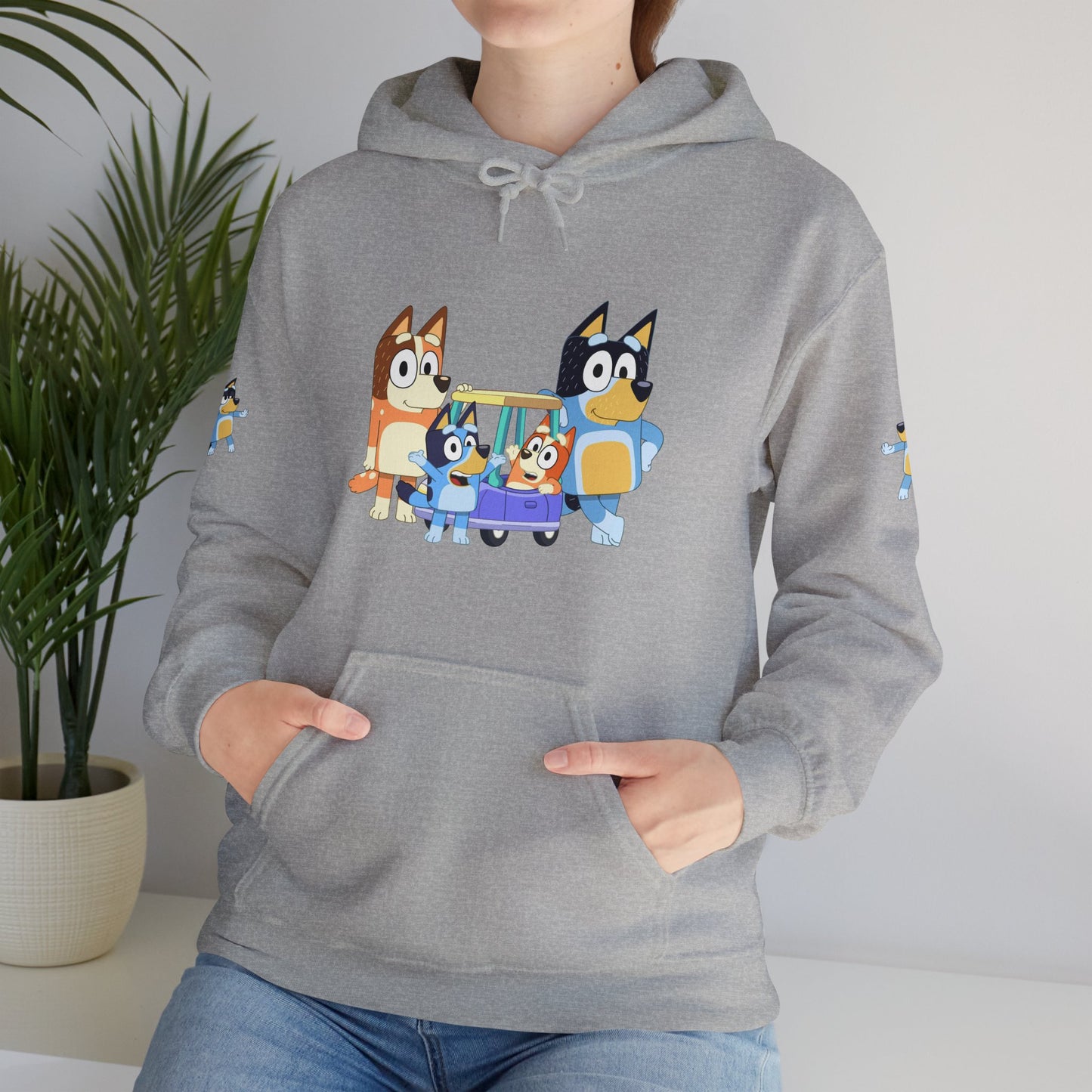 Princess Grace Bluey Fun Family Cartoon Hoodie - Unisex Heavy Blend with Playful Characters