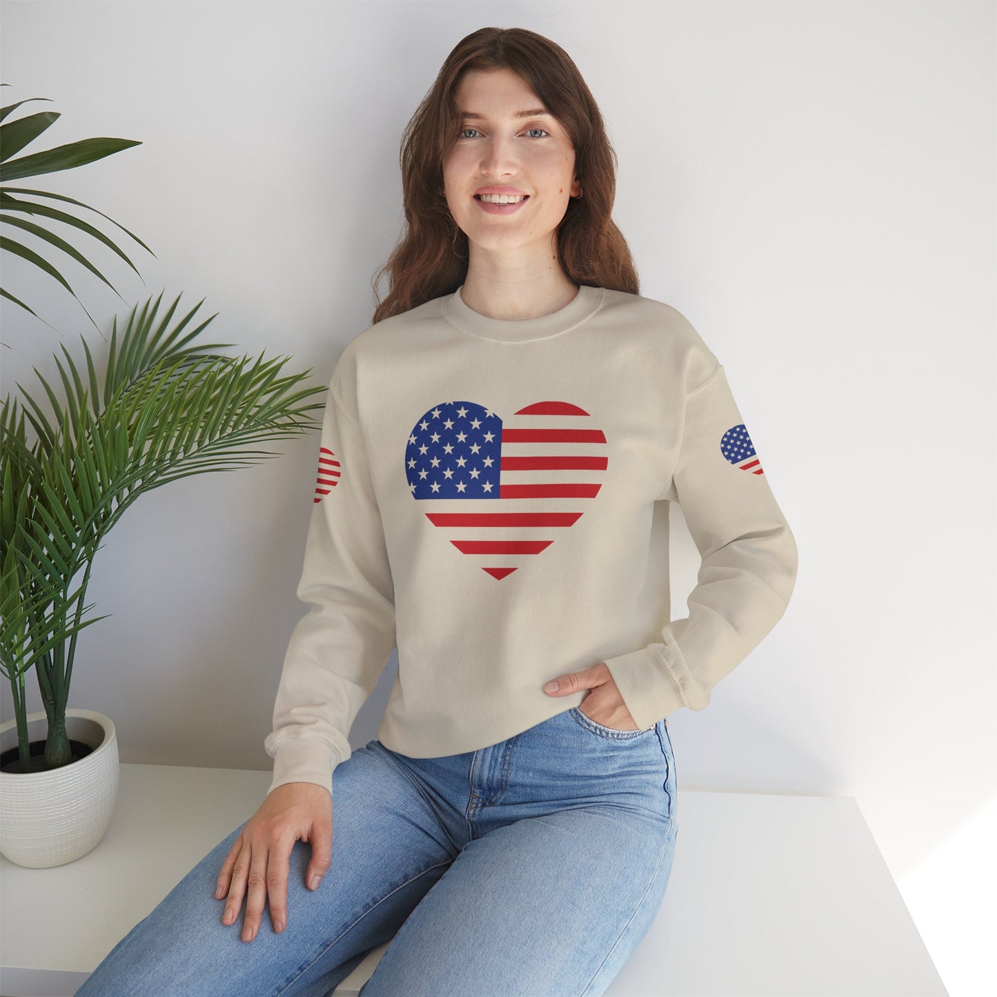 Princess Grace USA Heart Unisex Crewneck Sweatshirt Cozy American Pride