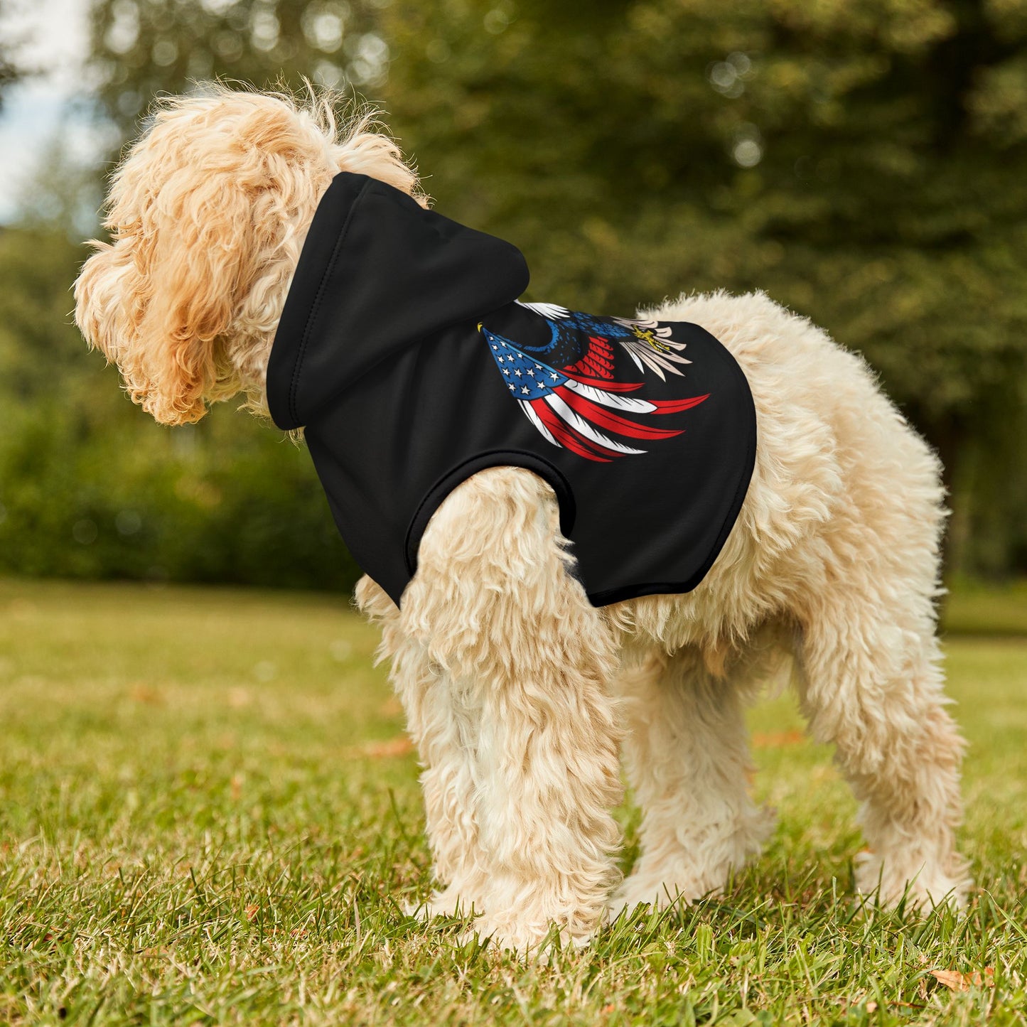 Princess Grace Patriotic Pet Hoodie with Eagle Design for Dog Lovers
