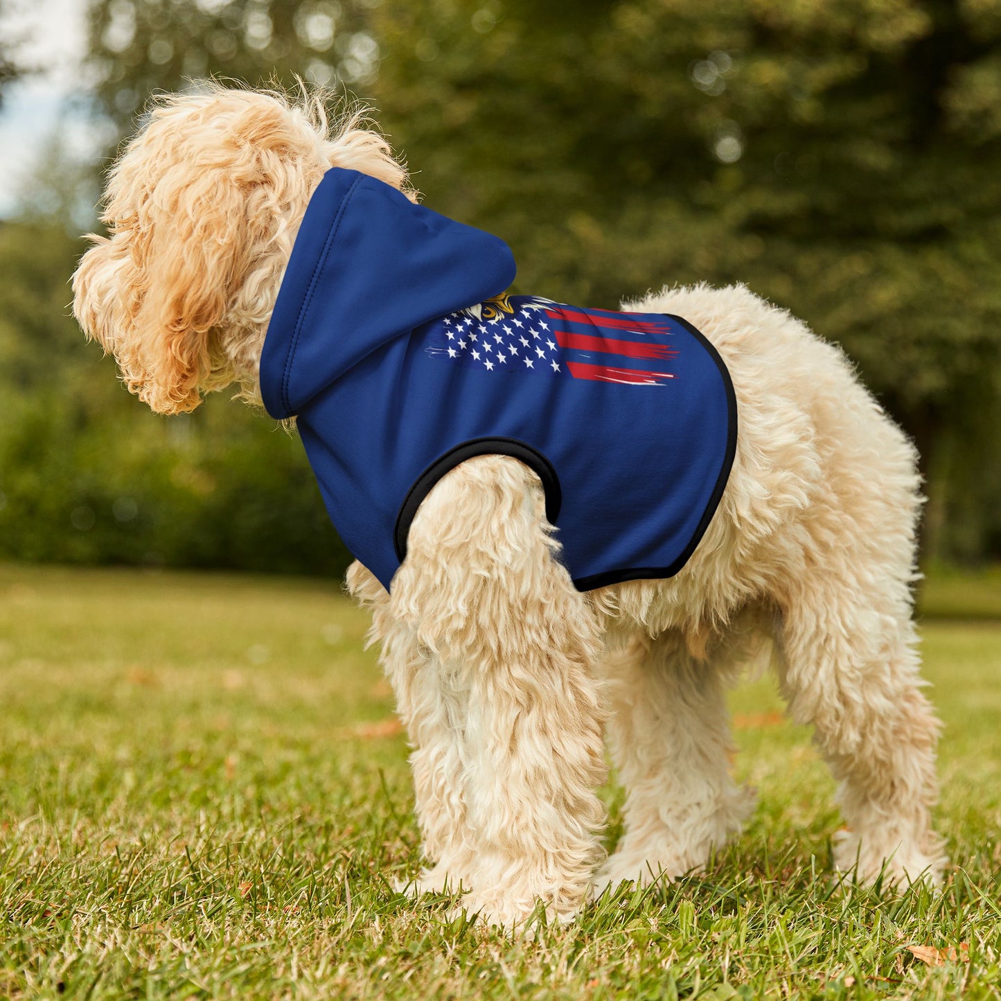 Princess Grace Patriotic Eagle Pet Hoodie Stylish Dog Apparel for Independence Day & Celebration