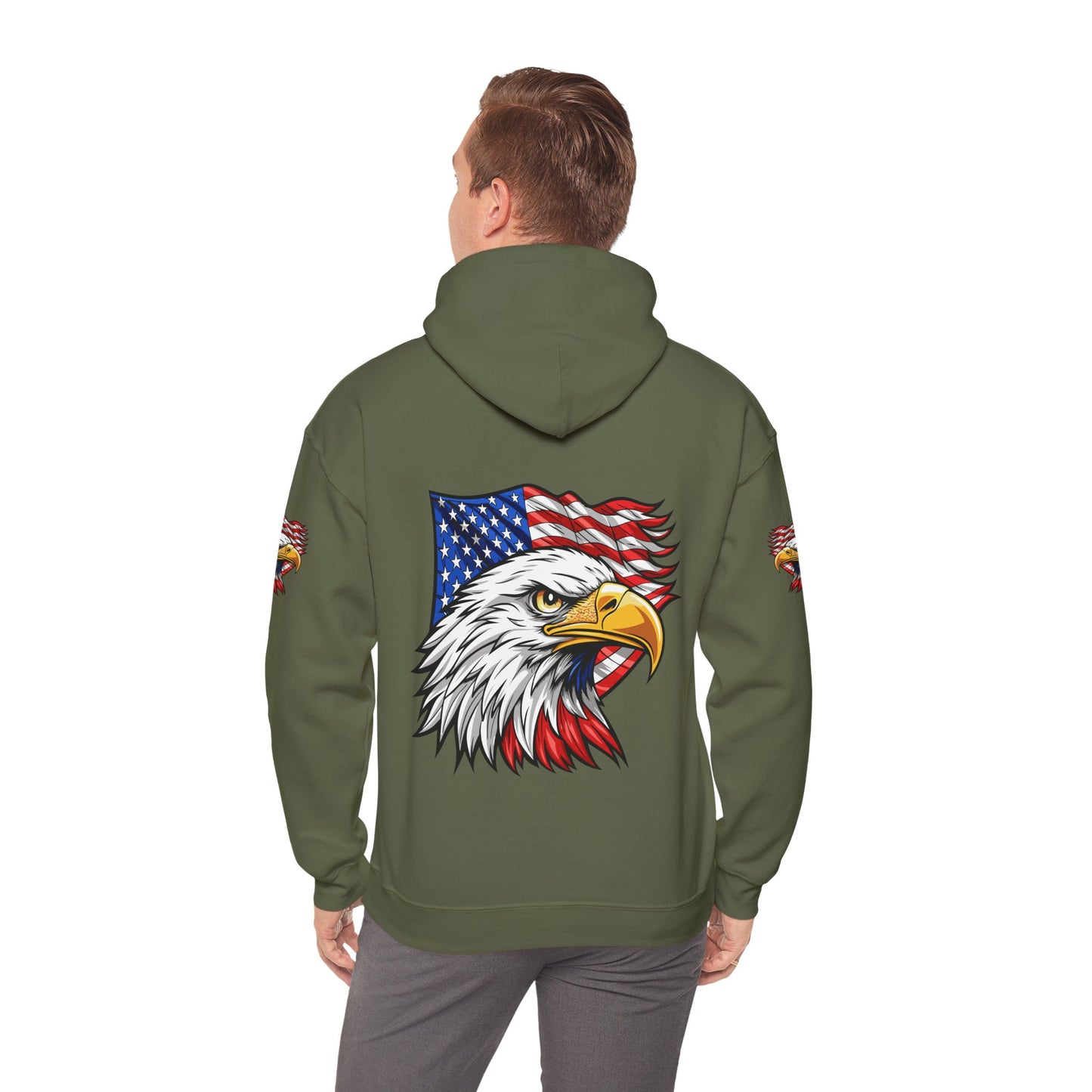 Princess Grace Patriotic Eagle Hoodie Unisex Heavy Blend Sweatshirt with American Flag Design