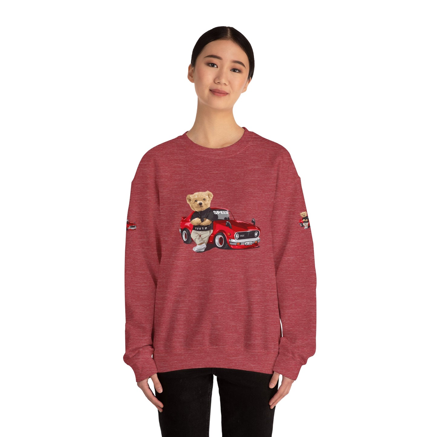 Princess Grace Cute Bear Vintage Car Sweatshirt Unisex Heavy Blend Crewneck