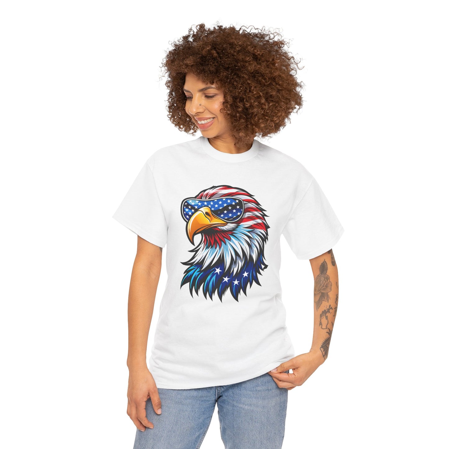 Princess Grace Patriotic Eagle Unisex Heavy Cotton Tee 4th of July Spirit