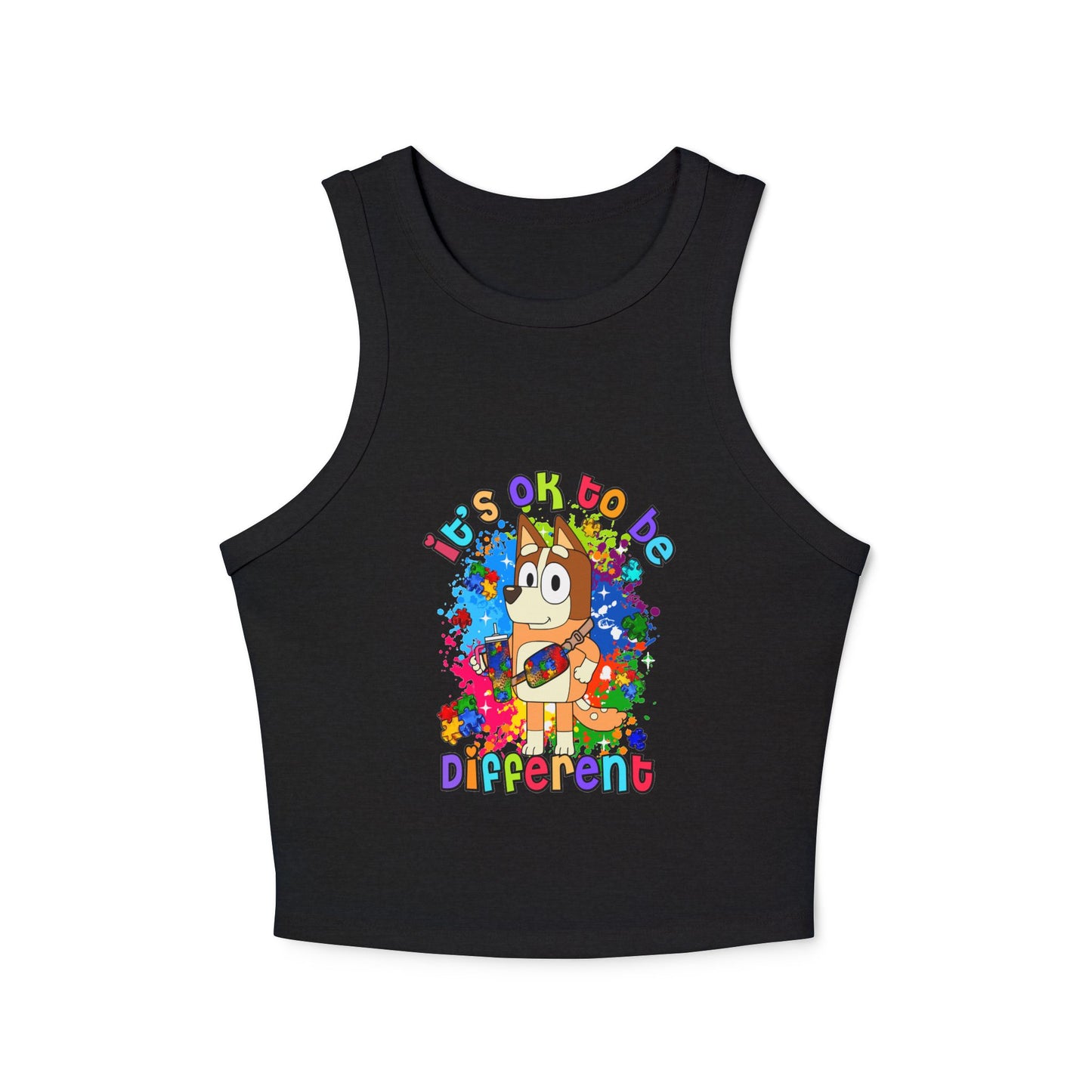 Princess Grace Colorful Bluey Racer Tank Top 'It's OK to Be Different'