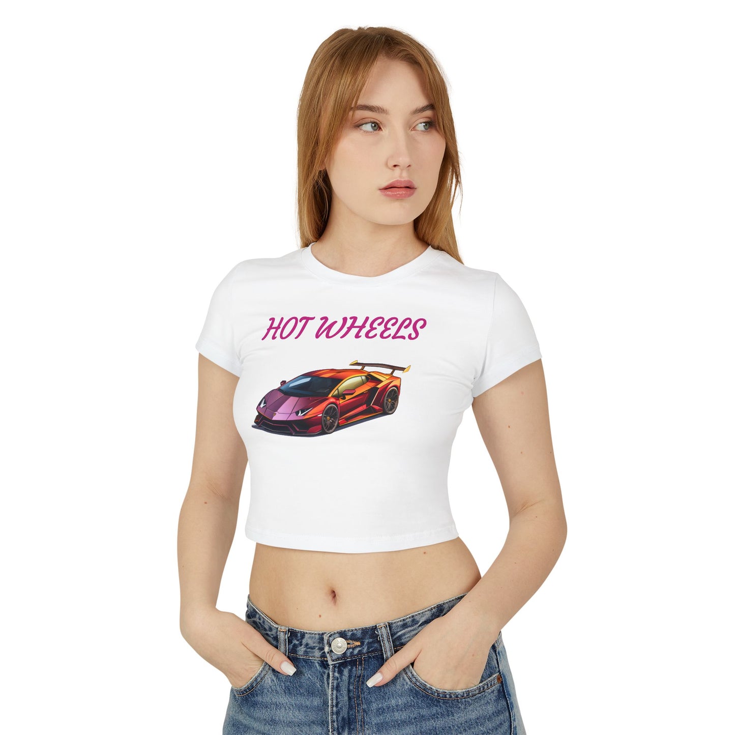 Princess Grace Women's Baby Tee Hot Wheels Graphic Car Shirt