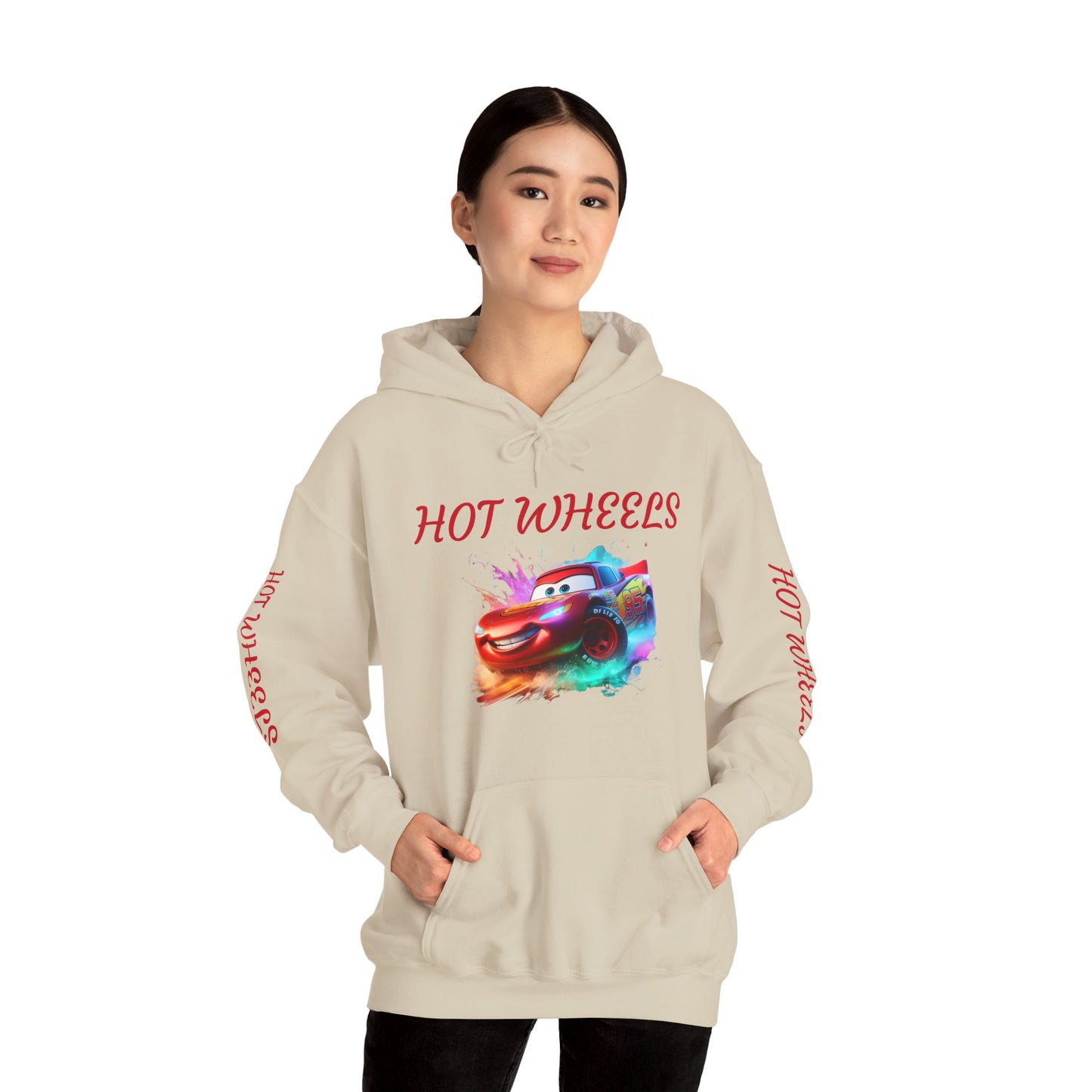 Princess Grace Hot Wheels Unisex Heavy Blend Hooded Sweatshirt Fun and Colorful Racing Design