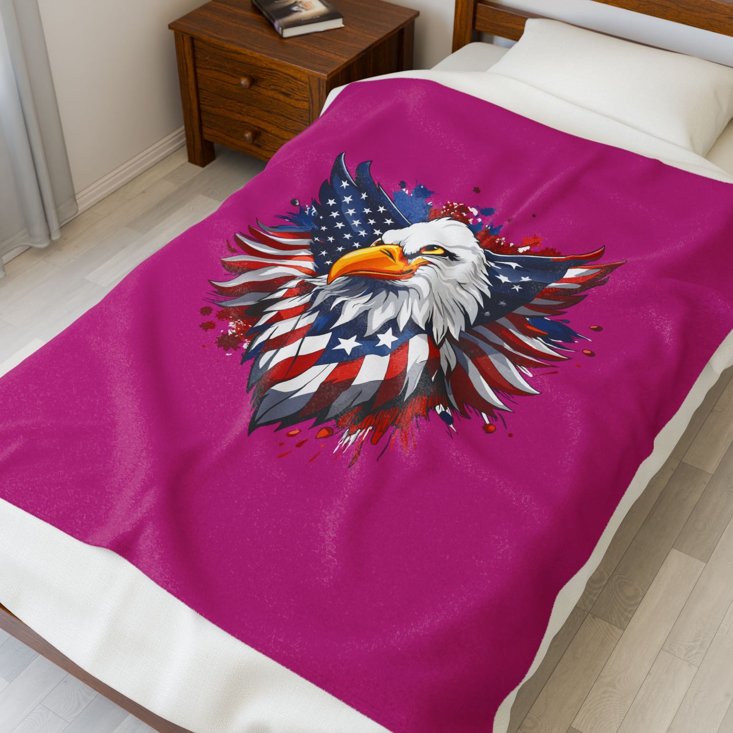 Princess Grace Patriotic Eagle Velveteen Plush Blanket