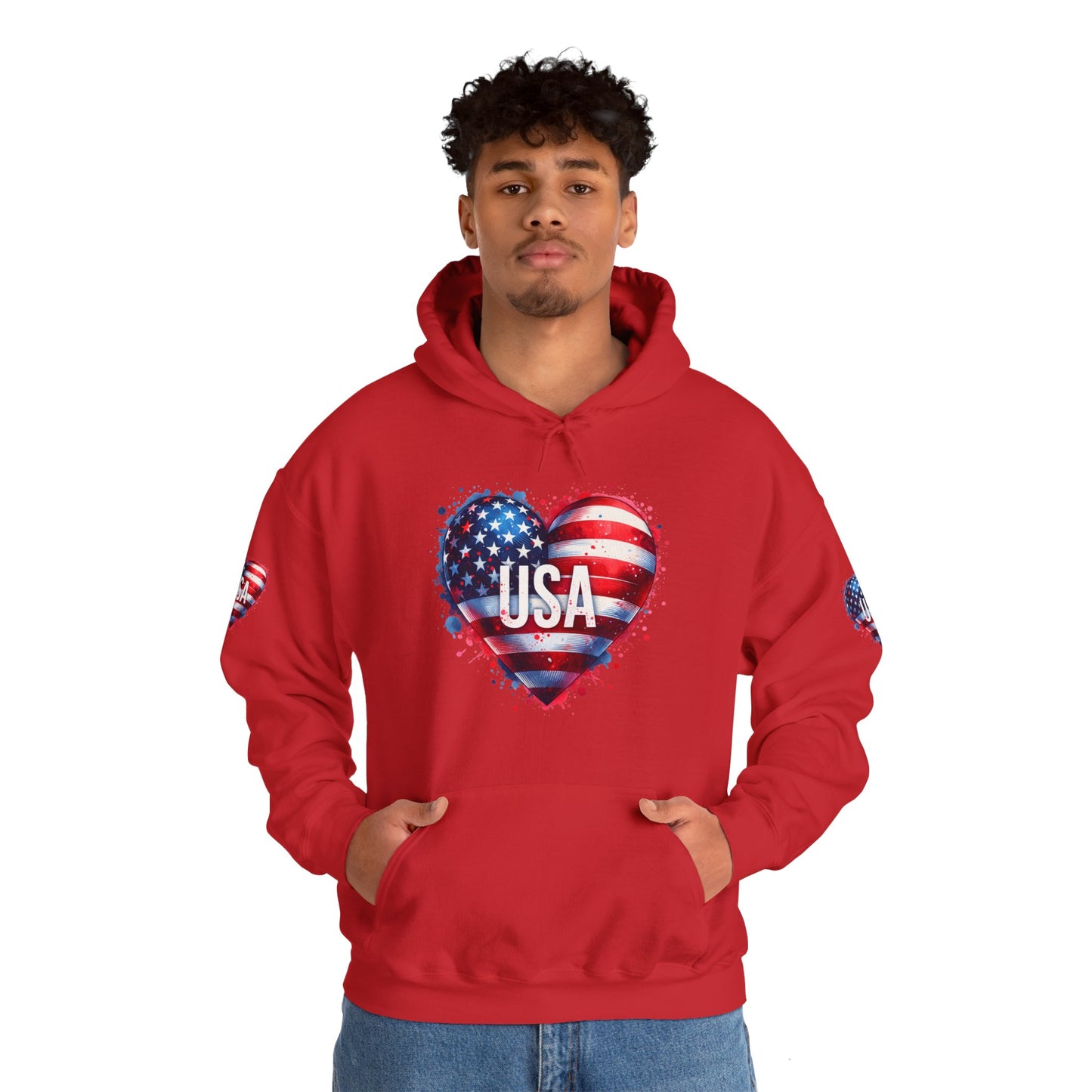 Princess Grace Patriotic Heart Hoodie for USA Lovers Unisex Heavy Blend