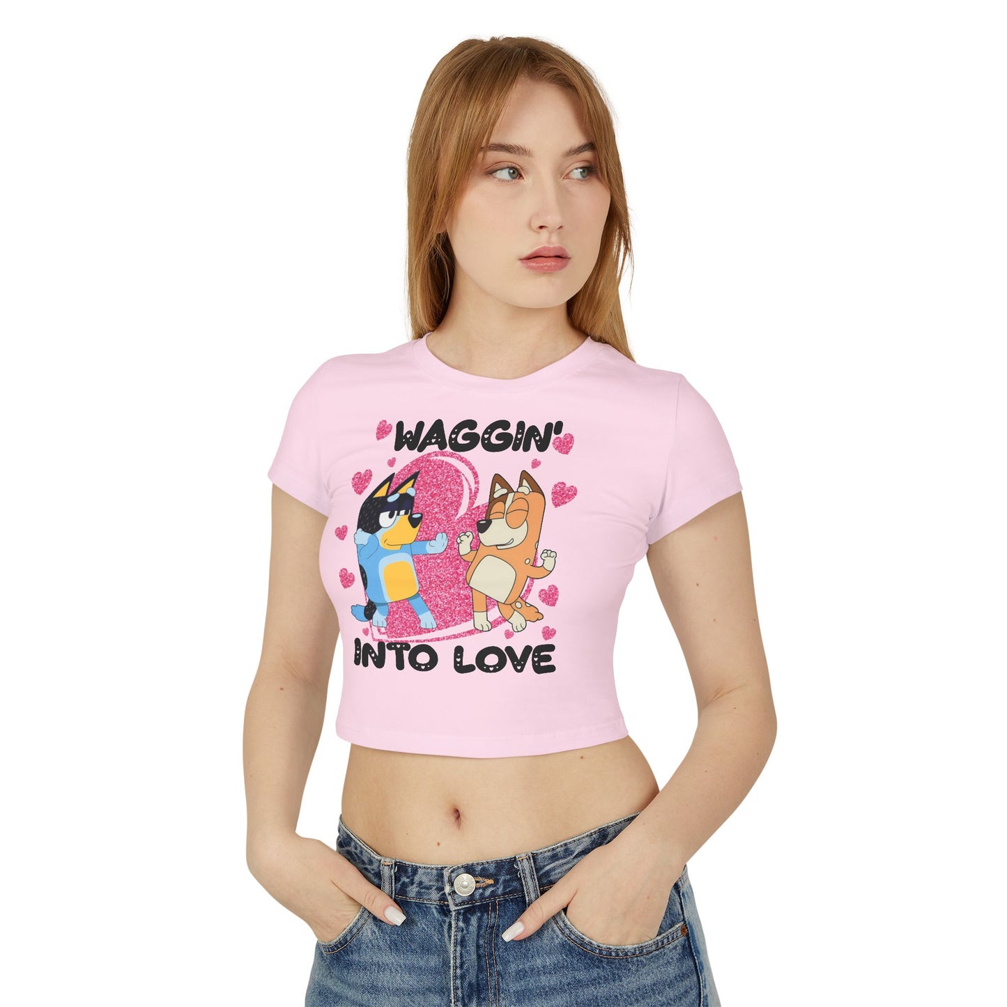 Princess Grace Cute Bluey Graphic Women's Baby Tee Waggin' Into Love