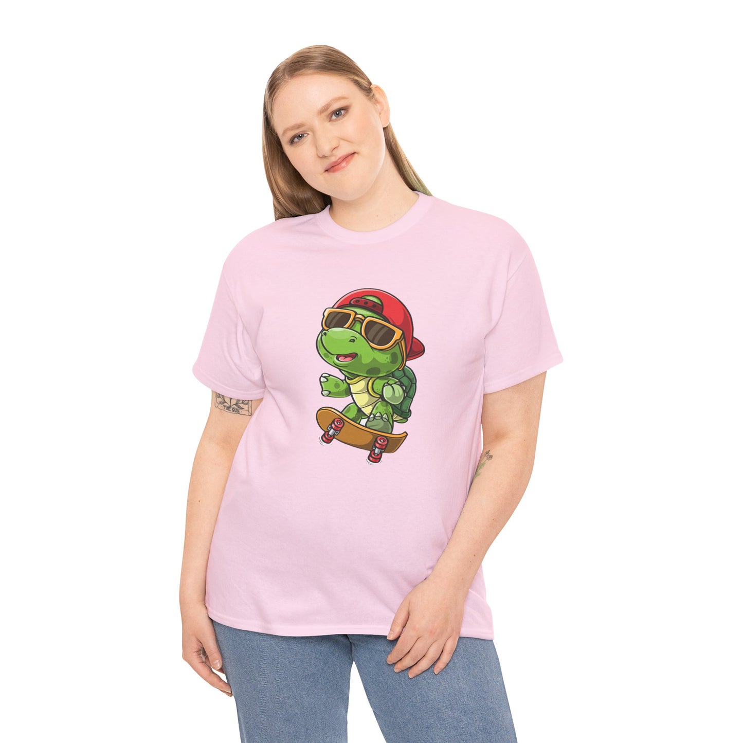 Princess Grace Cool Skateboarding Turtle Unisex Heavy Cotton Tee