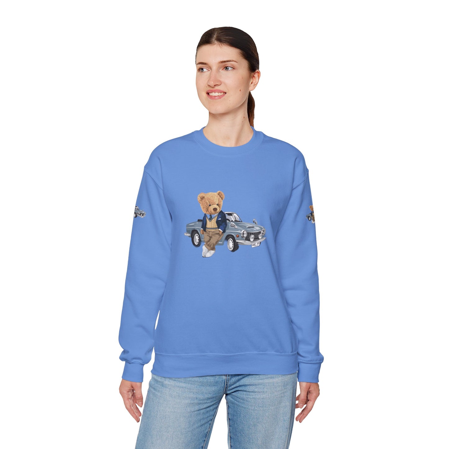 Princess Grace Stylish Crewneck Sweatshirt with Bear and Car Design