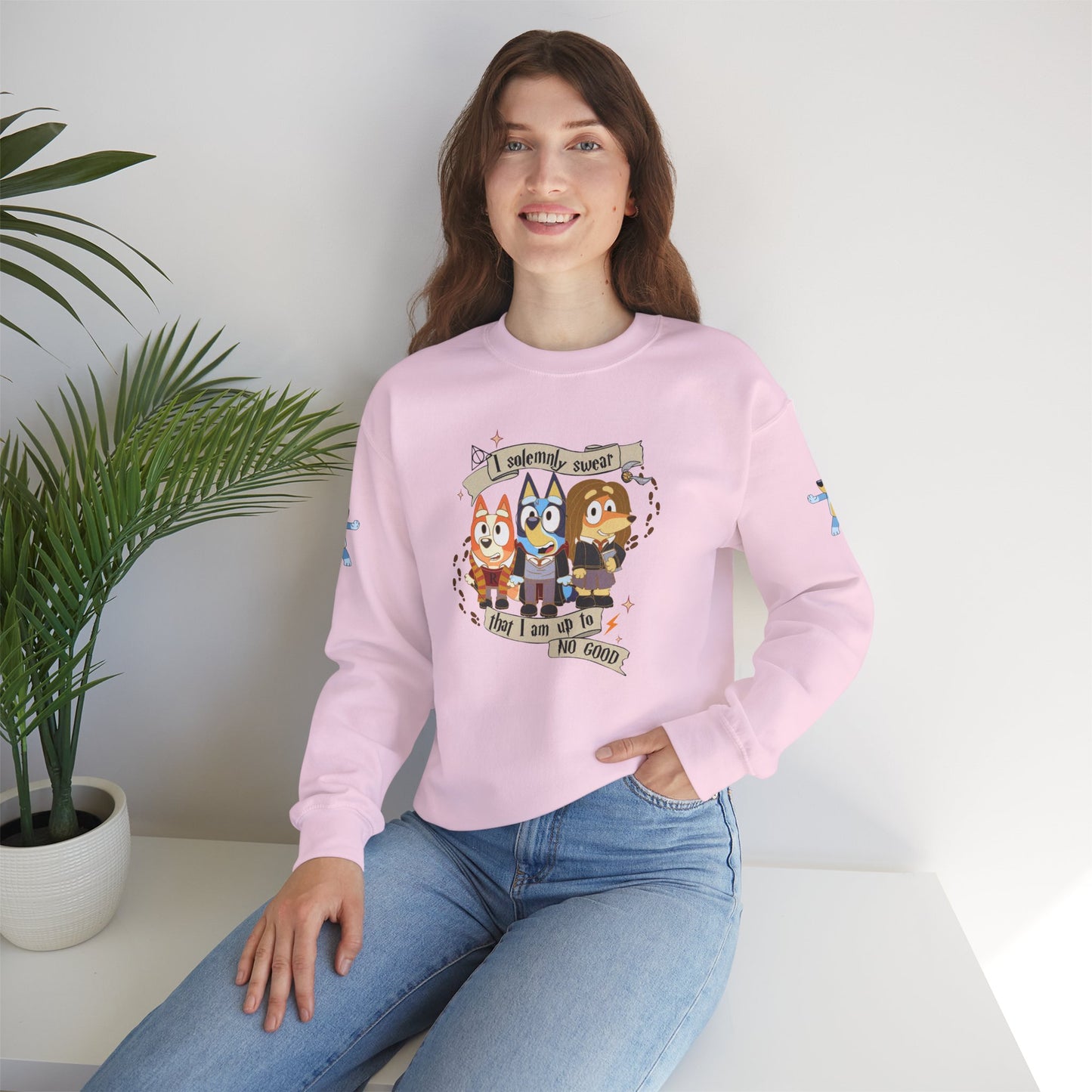 Princess Grace Bluey Unisex Funny Crewneck Sweatshirt "I Solemnly Swear That I Am Up To No Good" Perfect Gift for Family and Friends