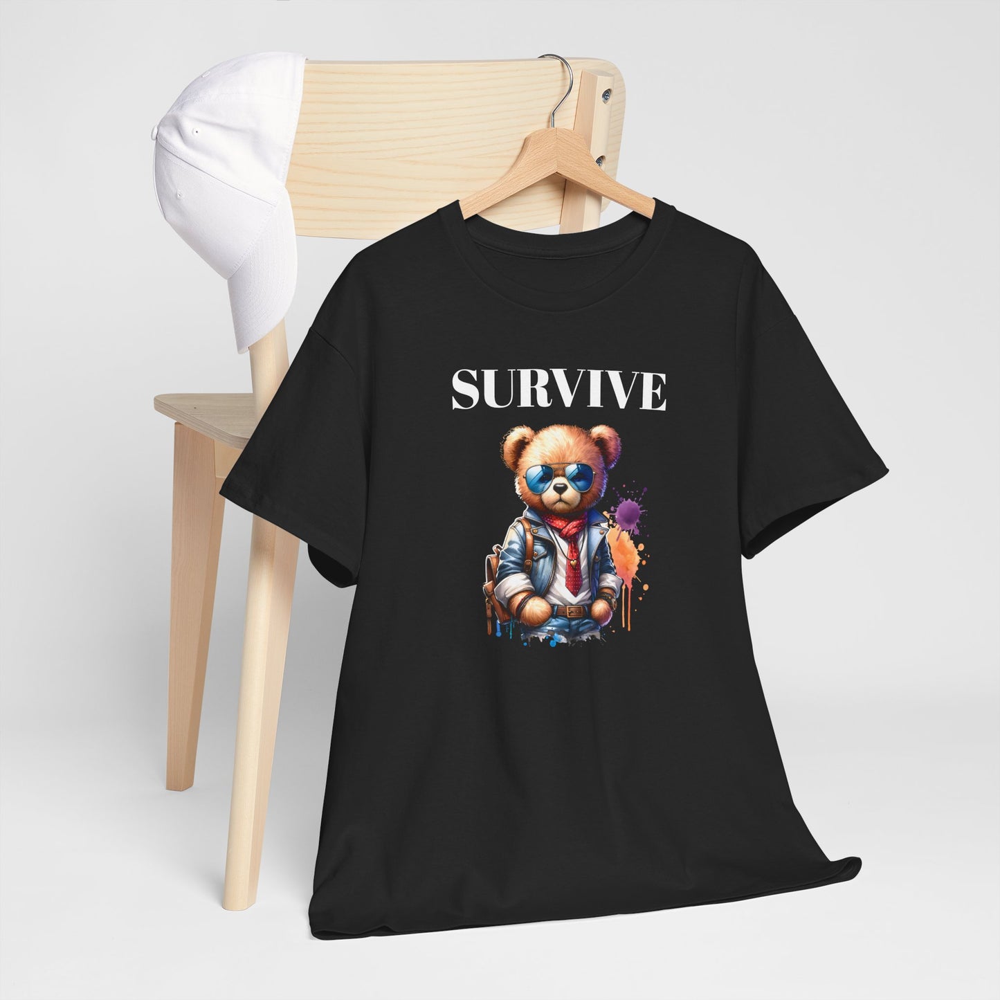 Princess Grace Survive Graphic Unisex Heavy Cotton Tee Streetwear Style with Bear Design