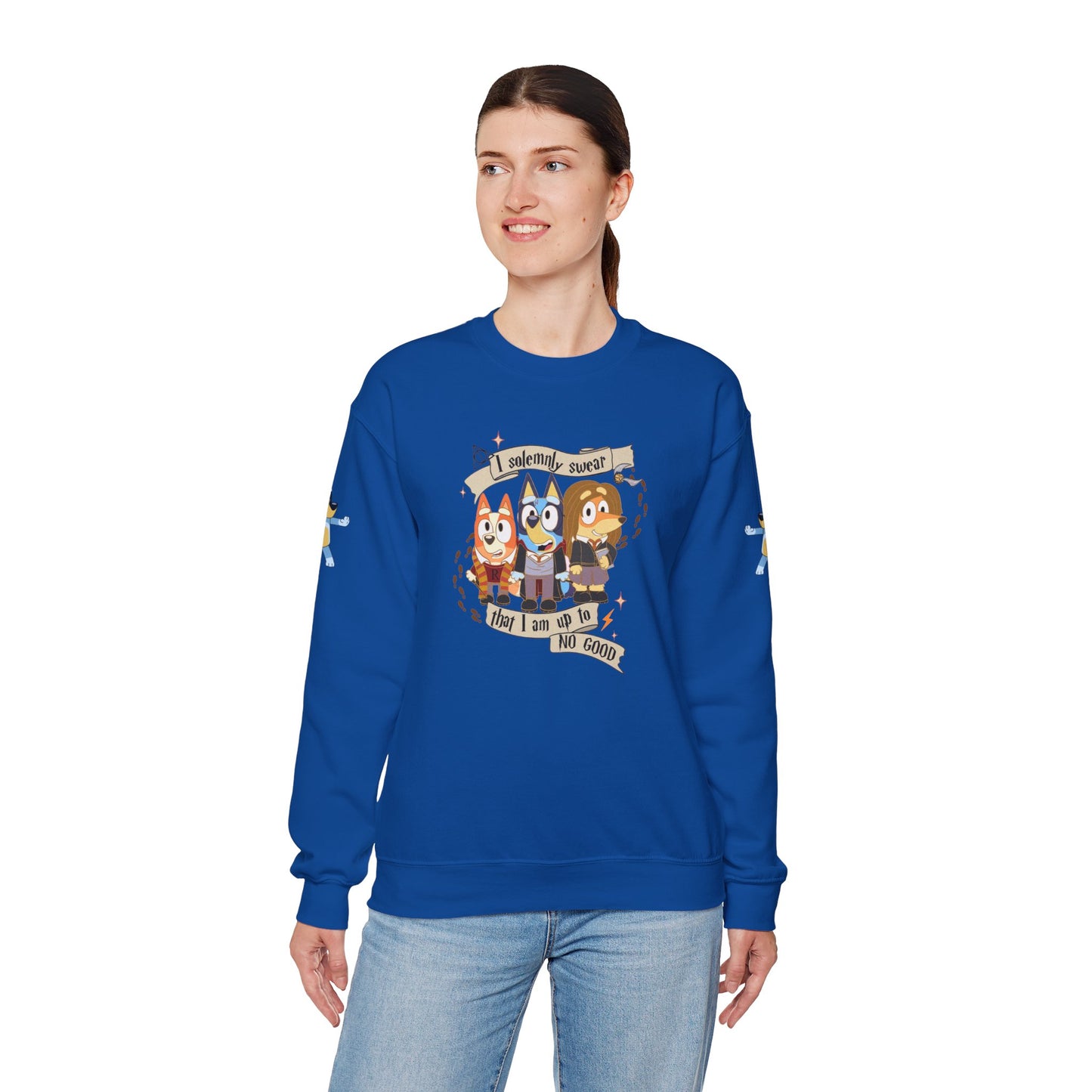 Princess Grace Bluey Unisex Funny Crewneck Sweatshirt "I Solemnly Swear That I Am Up To No Good" Perfect Gift for Family and Friends