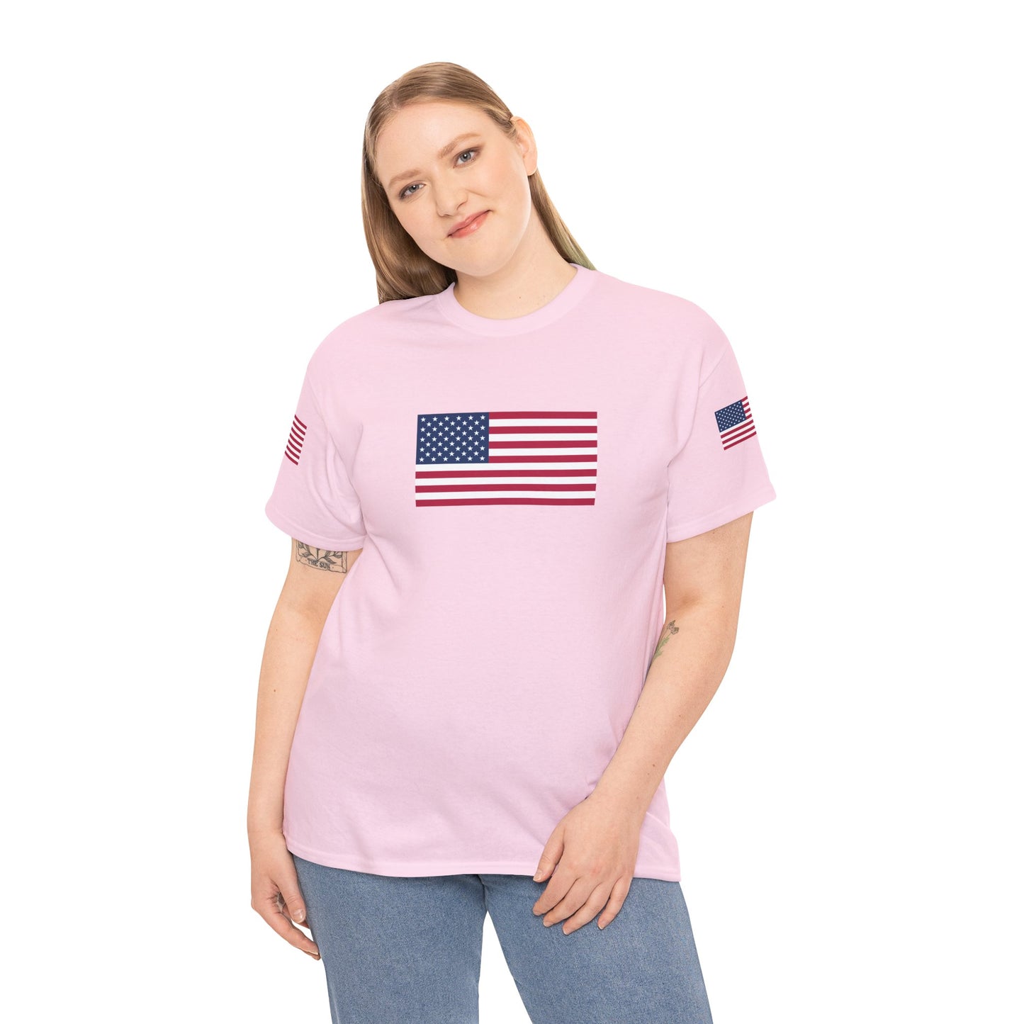 Princess Grace Patriotic Unisex Heavy Cotton Tee with USA Flag Design