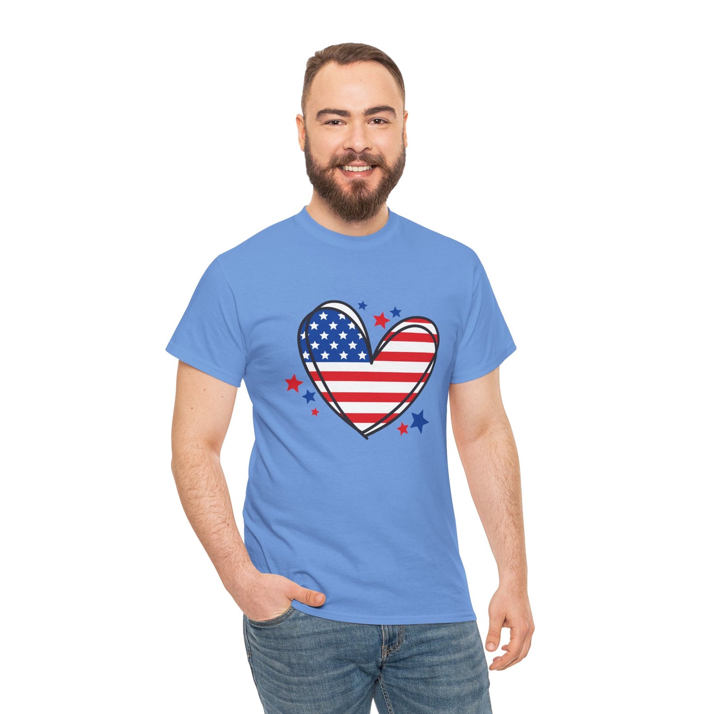 Princess Grace Patriotic Heart Unisex Heavy Cotton Tee USA Love T-Shirt