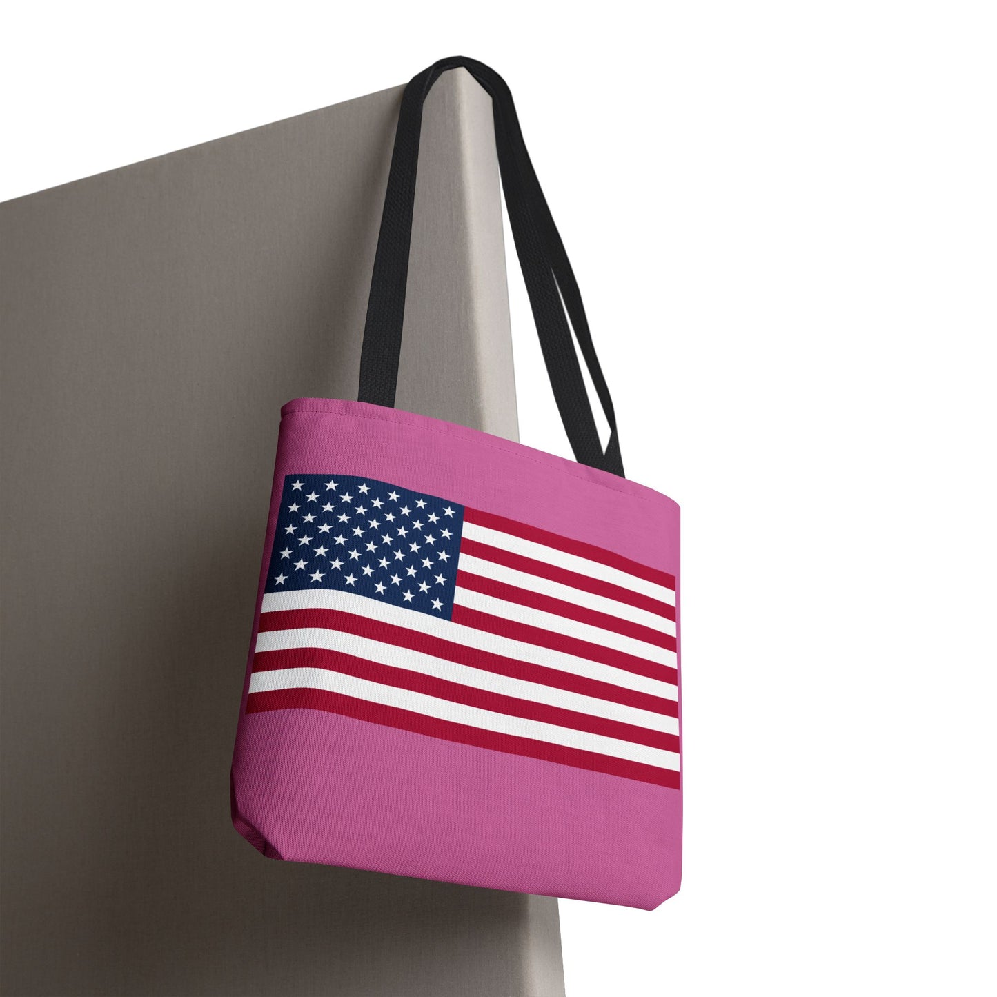 Princess Grace Patriotic Pink Tote Bag with American Flag Design