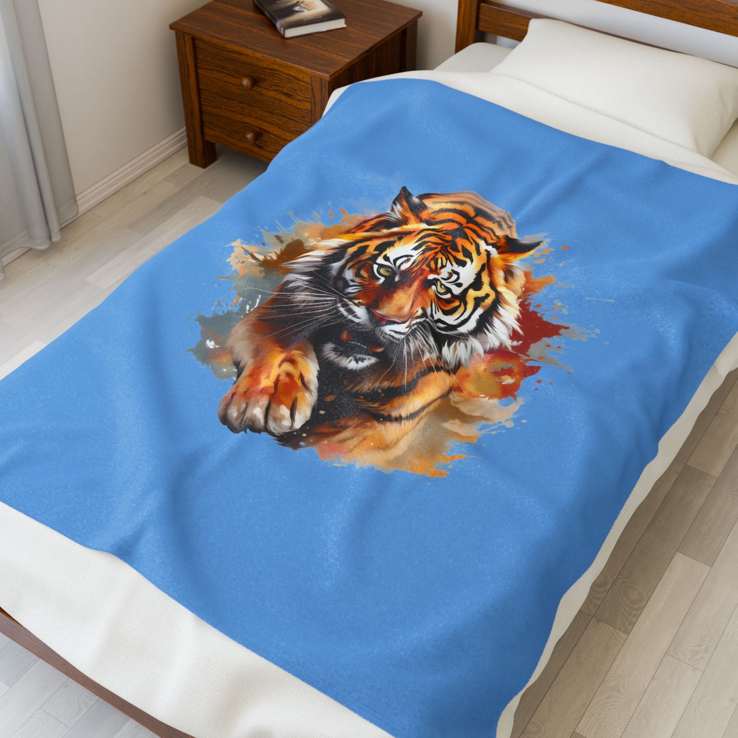 Princess Grace Fierce Tiger Velveteen Plush Blanket Cozy Decorative Throw for Animal Lovers