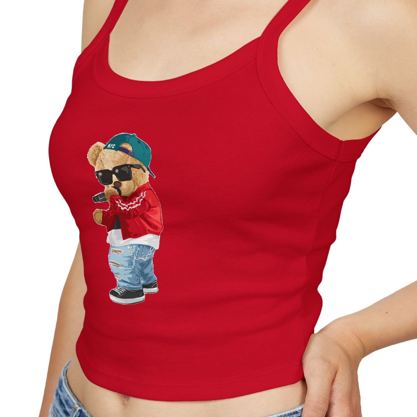 Princess Grace Cute Graphic Women's Spaghetti Strap Tank Top Trendy Bear Design