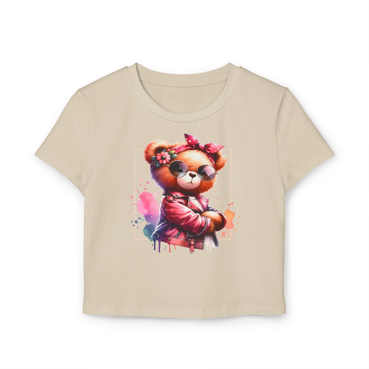 Princess Grace Cute Bear Graphic Women's Baby Tee Trendy Spring Fashion