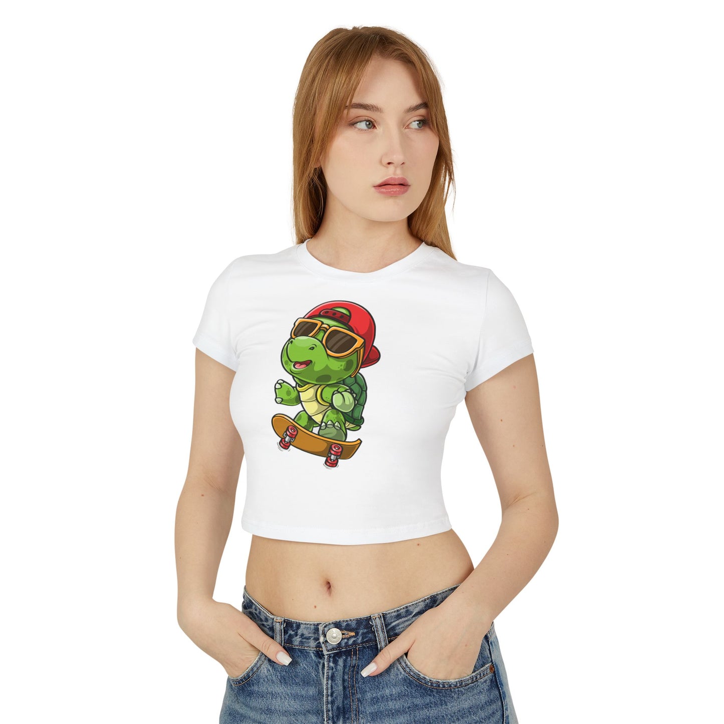 Princess Grace Cute Skateboarding Turtle Women's Baby Tee