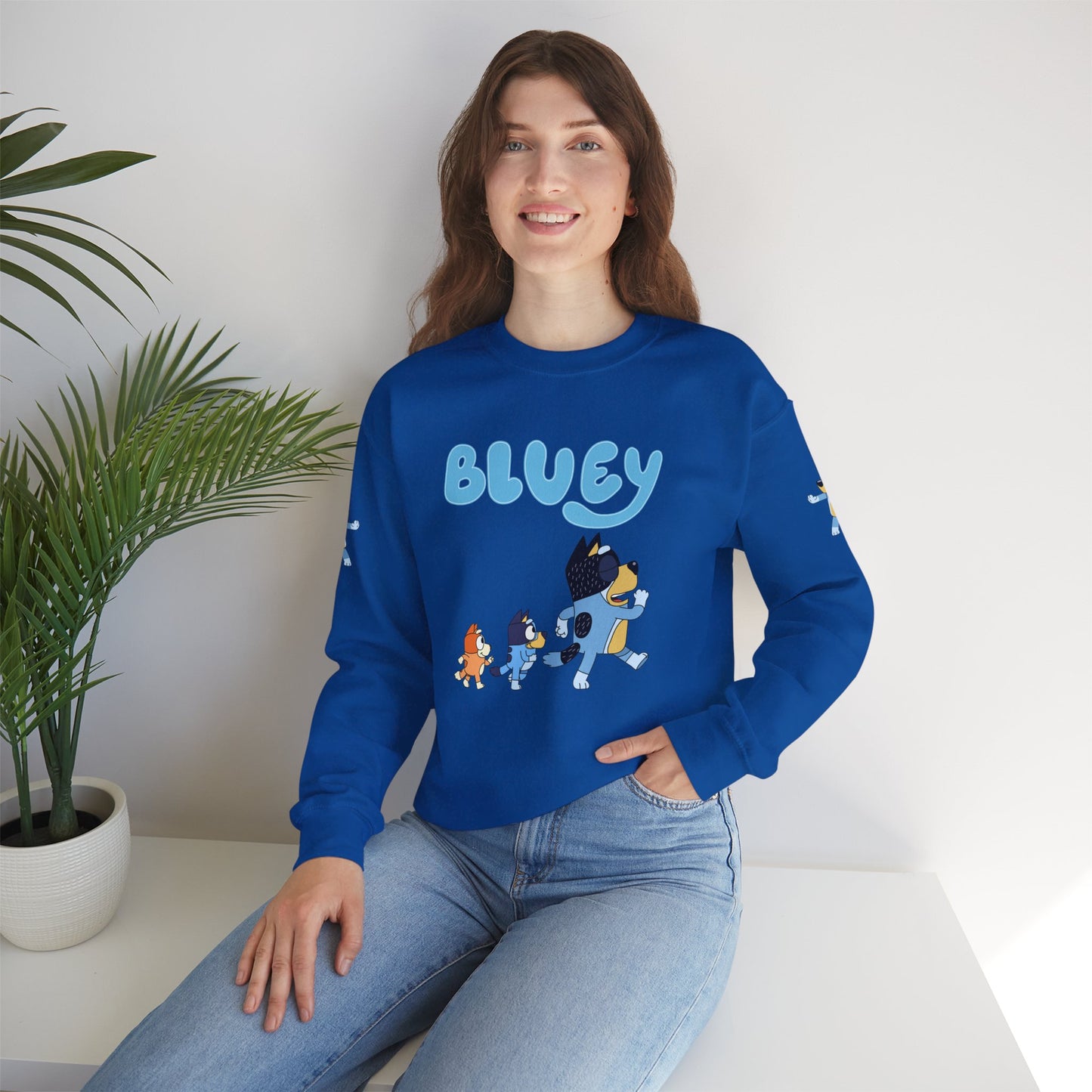 Princess Grace Bluey Family Unisex Crewneck Sweatshirt Cozy Cartoon Apparel