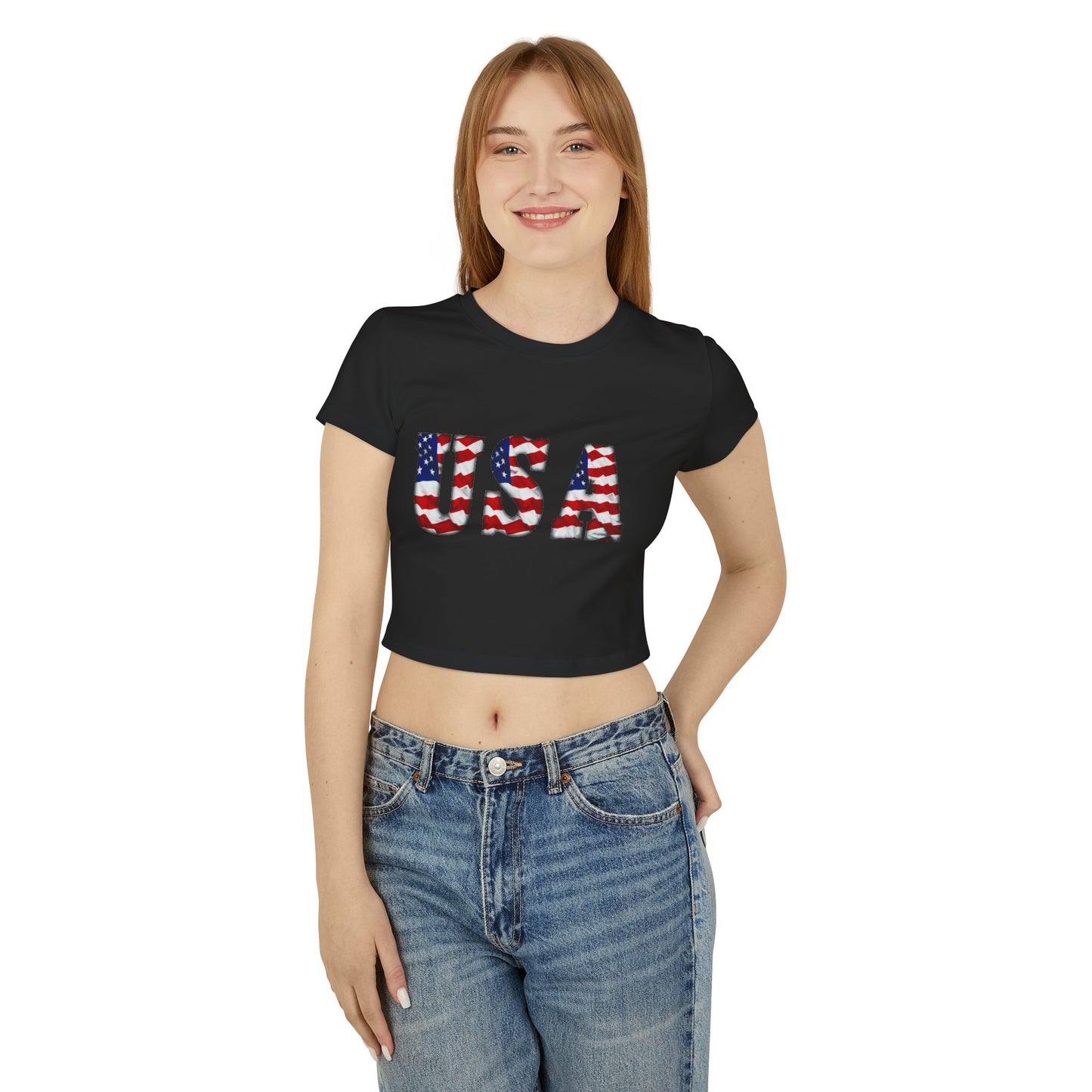 Princess Grace Patriotic USA Women's Baby Tee Celebrate Independence Day & Summer Vibes
