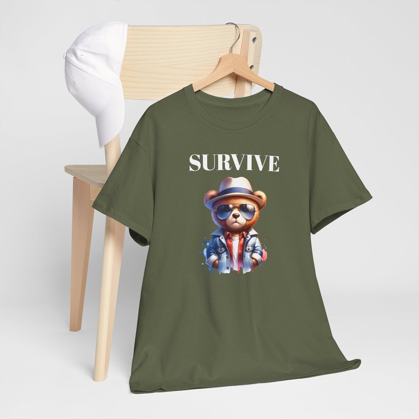 Princess Grace Cool Bear Graphic Tee 'Survive' Unisex Heavy Cotton T-Shirt