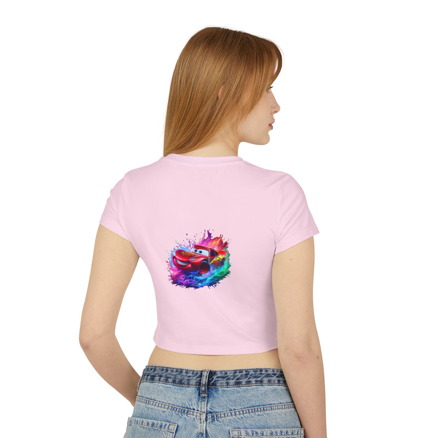 Princess Grace Hot Wheels Women's Baby Tee Colorful Lightning McQueen Shirt