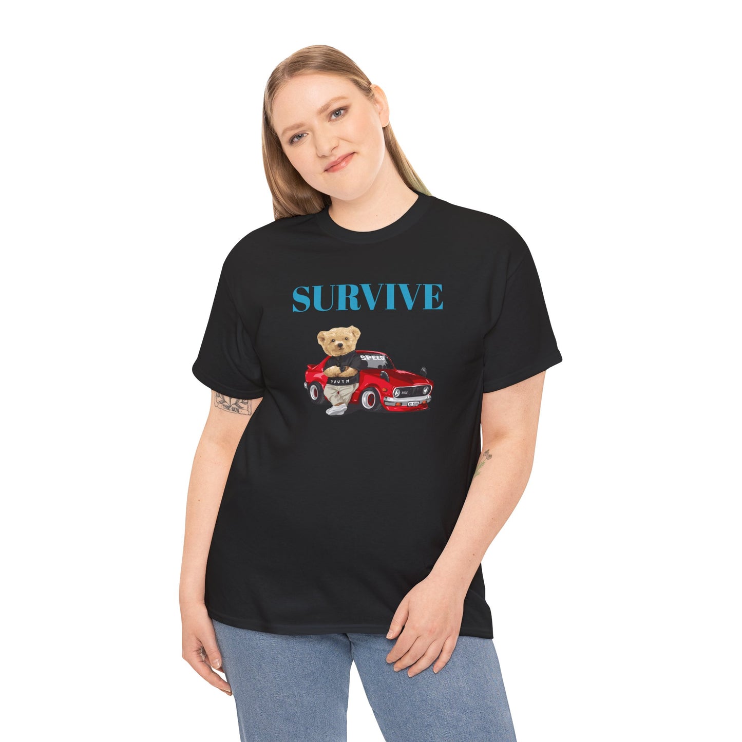 Princess Grace Survive Bear Graphic Unisex Heavy Cotton Tee