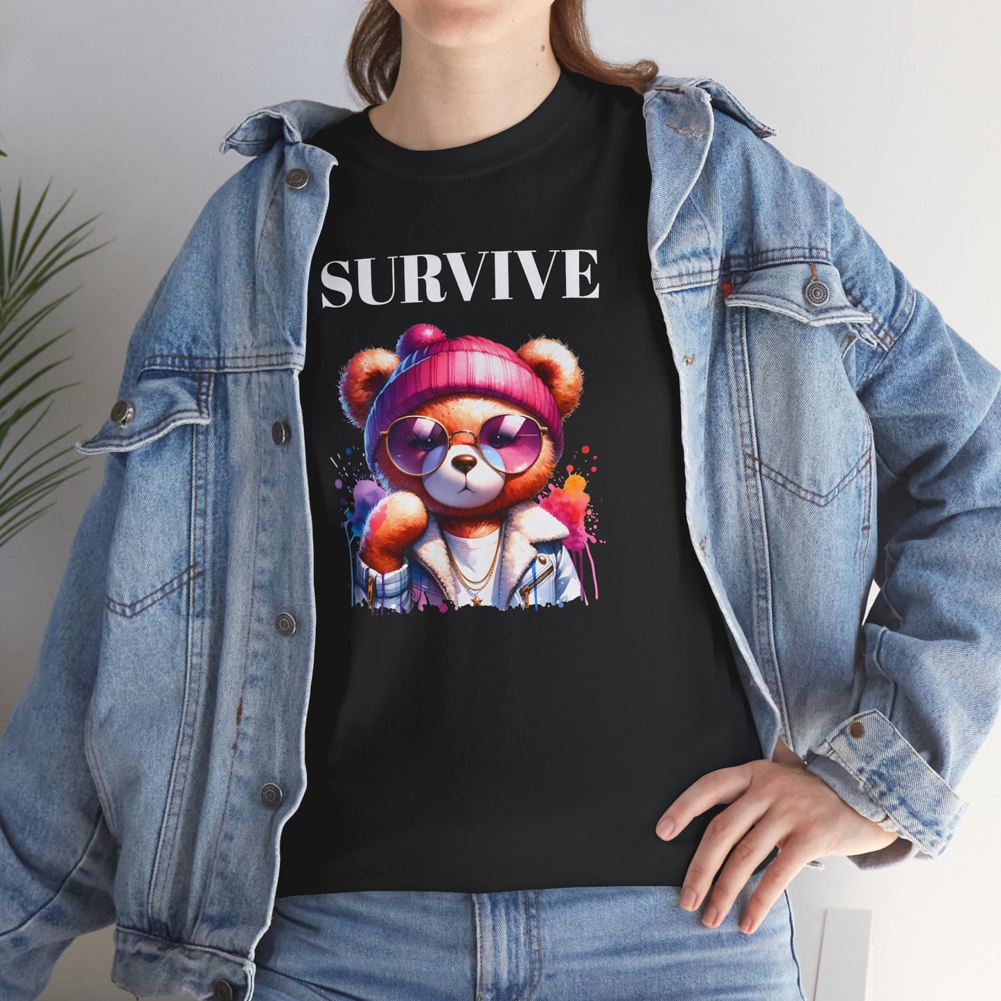 Princess Grace Survive Bear Graphic Tee Unisex Heavy Cotton T-Shirt