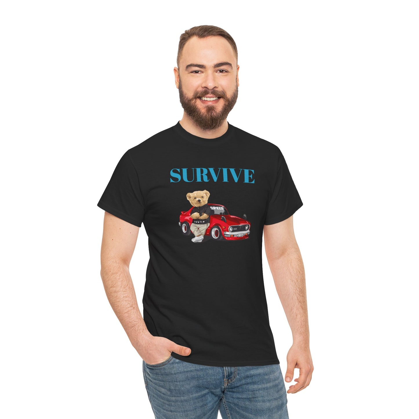 Princess Grace Survive Bear Graphic Unisex Heavy Cotton Tee
